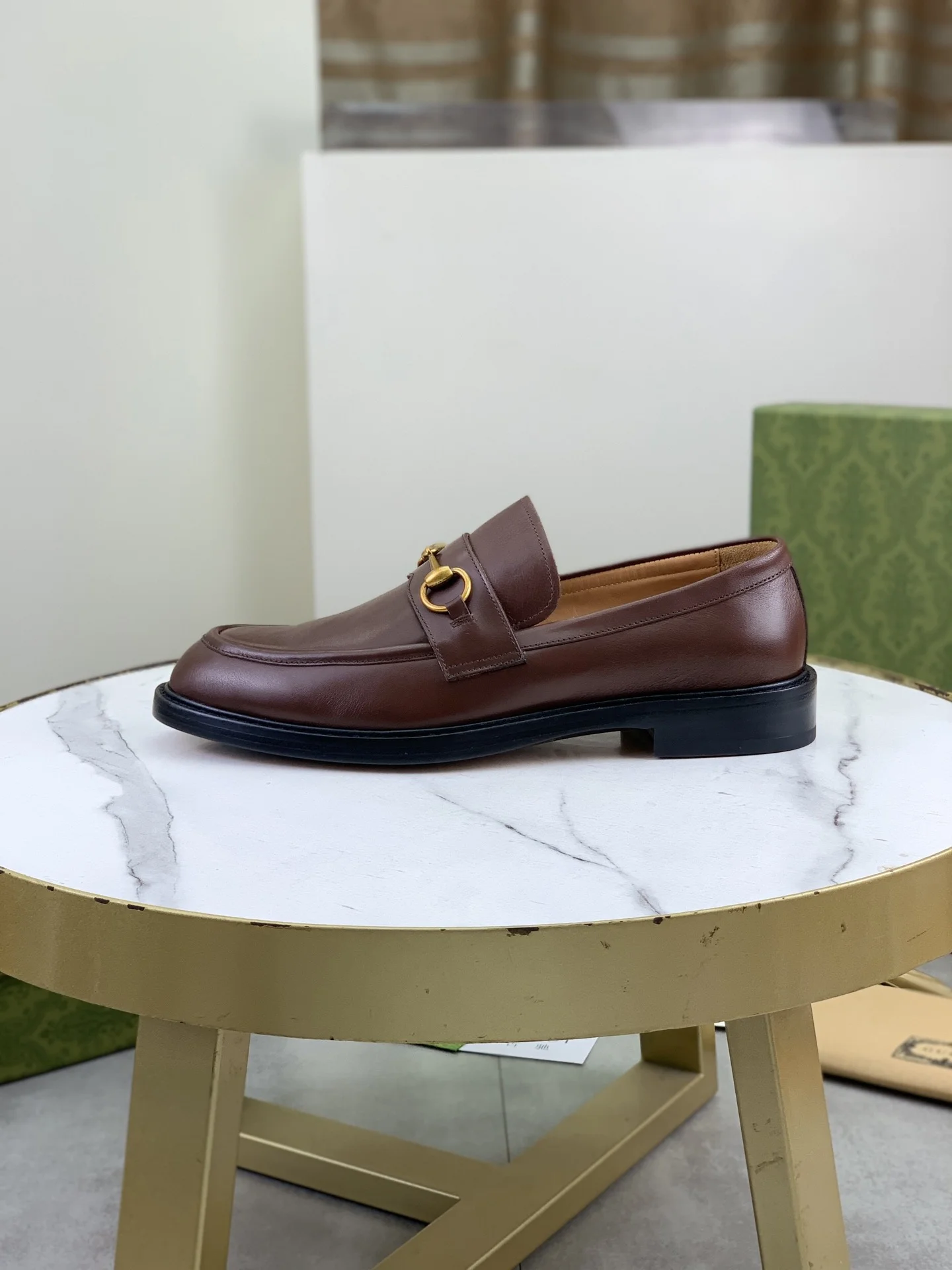 GUCCI Formal Shoes Calf Leather Brown-Gold EU39-45 D80202609111074
