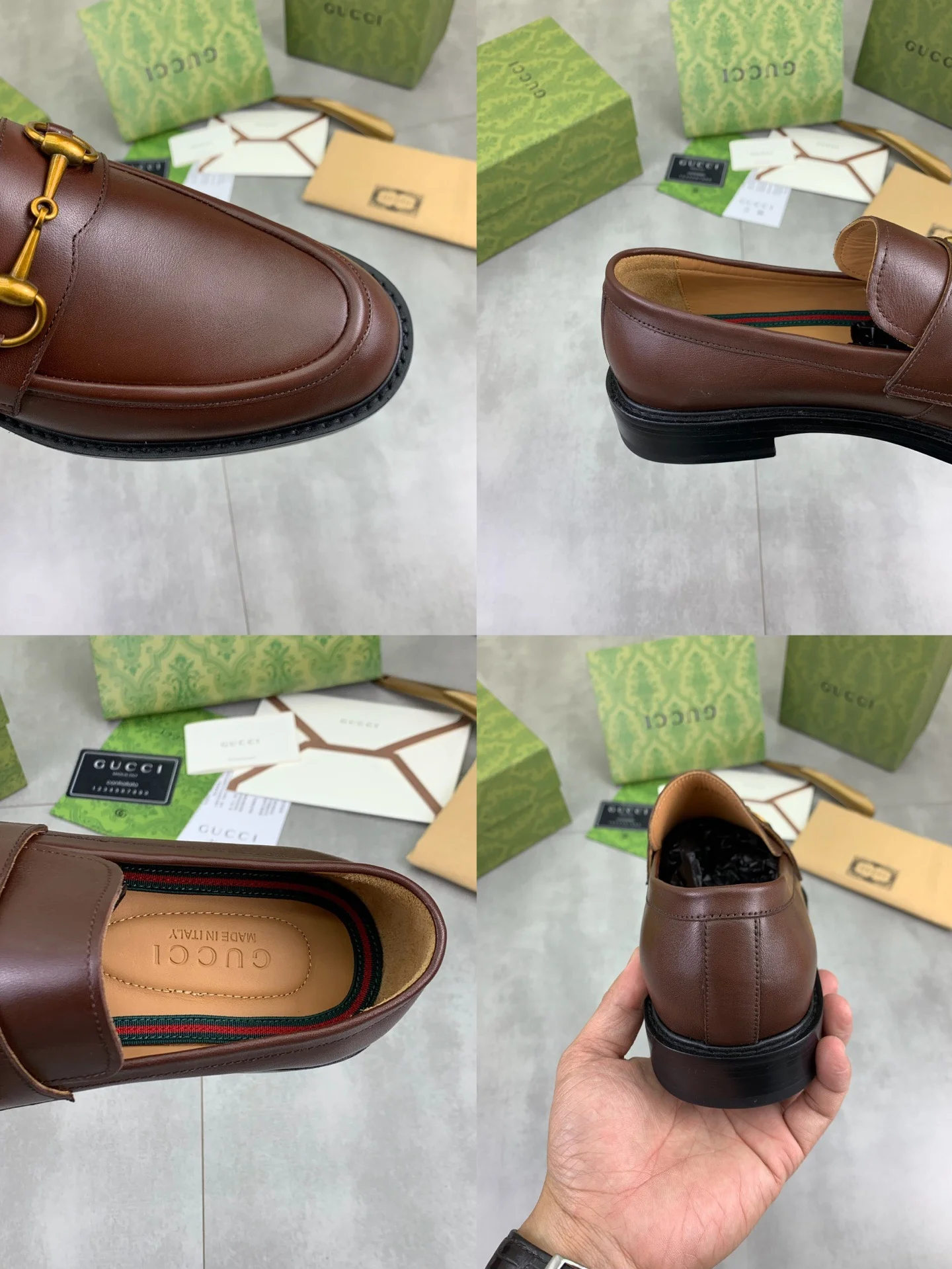 GUCCI Formal Shoes Calf Leather Brown-Gold EU39-45 D80202609111074 - Image 10
