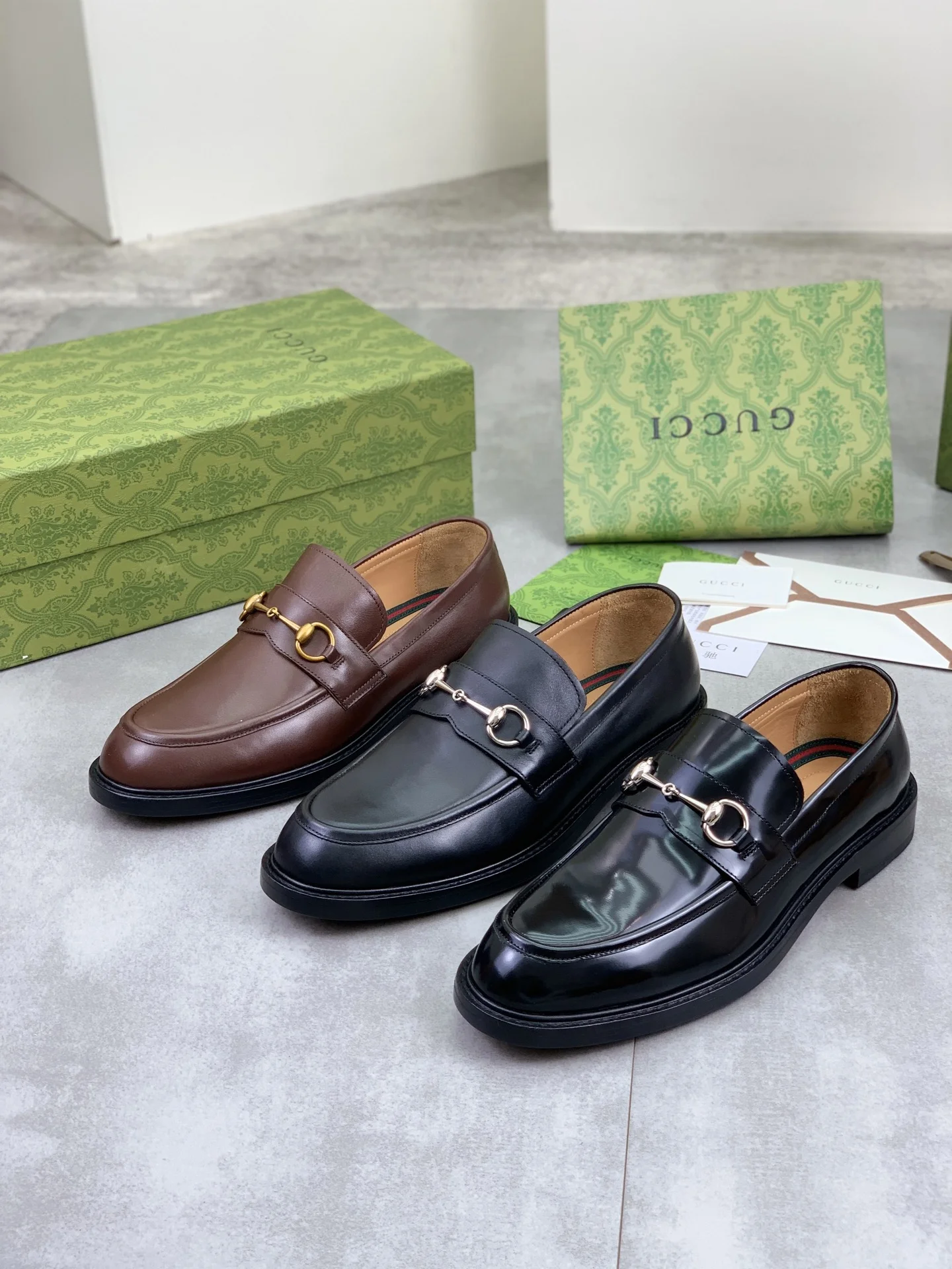 GUCCI Formal Shoes Calf Leather Brown-Gold EU39-45 D80202609111074 - Image 2