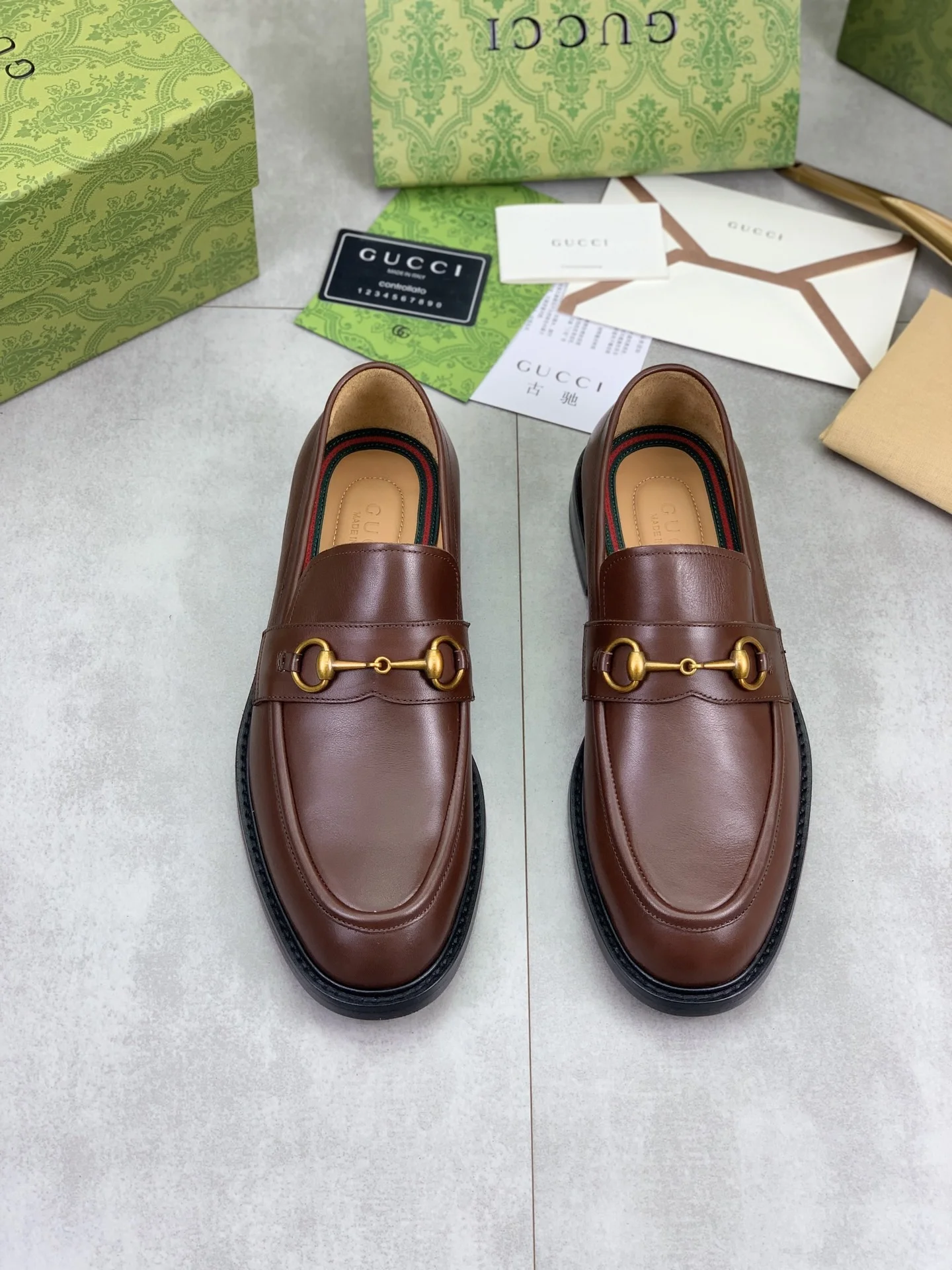 GUCCI Formal Shoes Calf Leather Brown-Gold EU39-45 D80202609111074 - Image 3