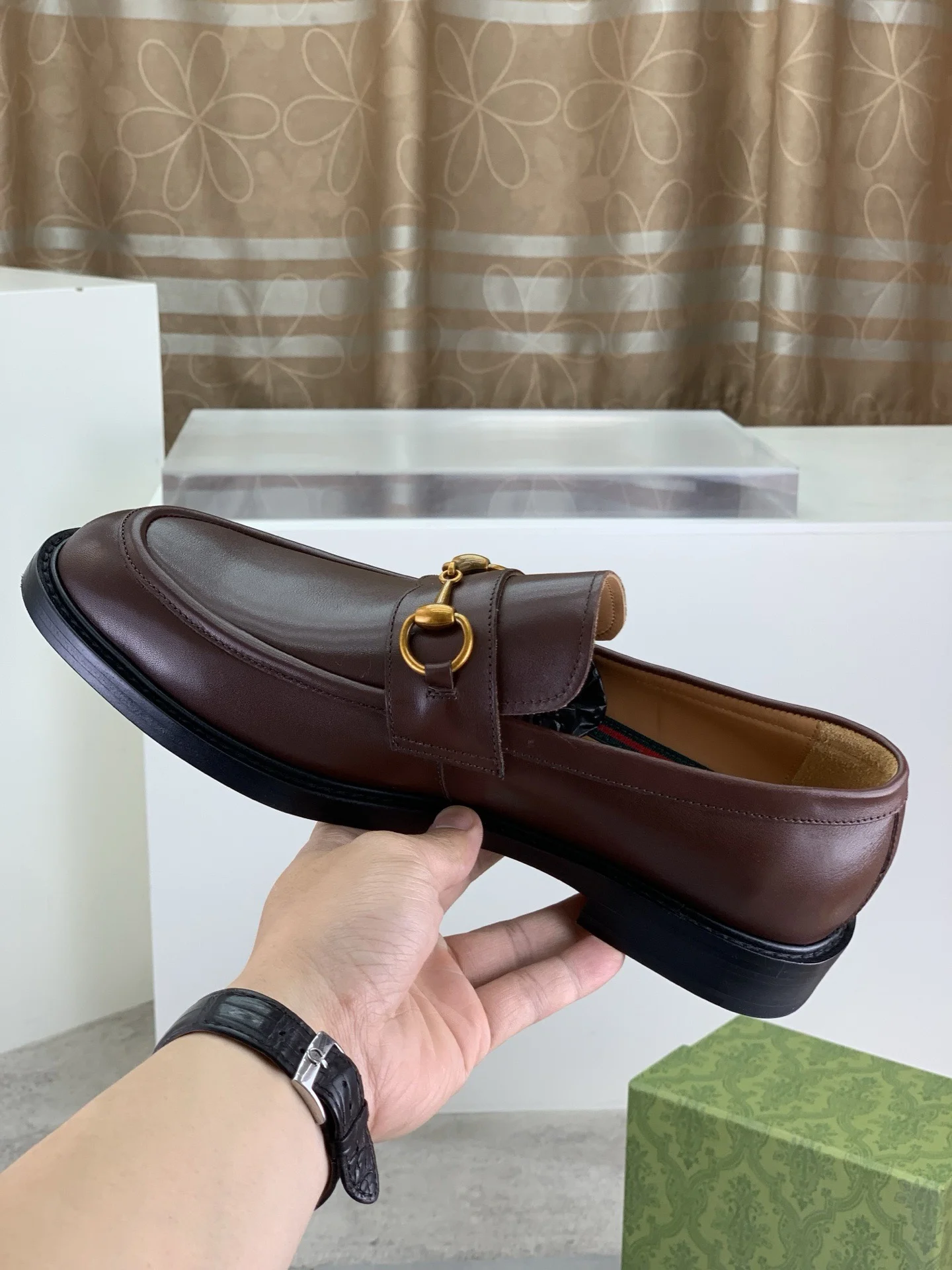 GUCCI Formal Shoes Calf Leather Brown-Gold EU39-45 D80202609111074 - Image 7