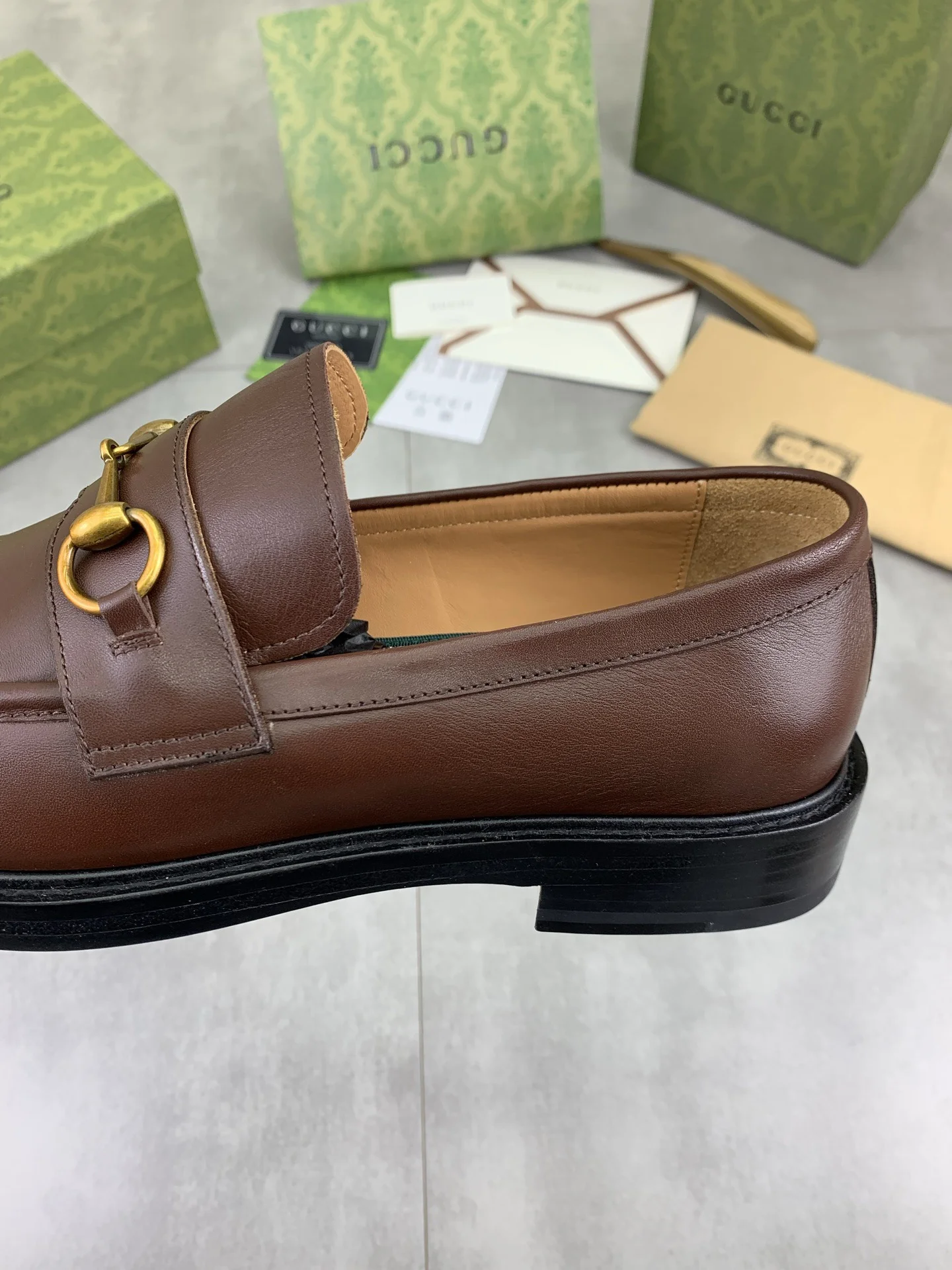 GUCCI Formal Shoes Calf Leather Brown-Gold EU39-45 D80202609111074 - Image 8