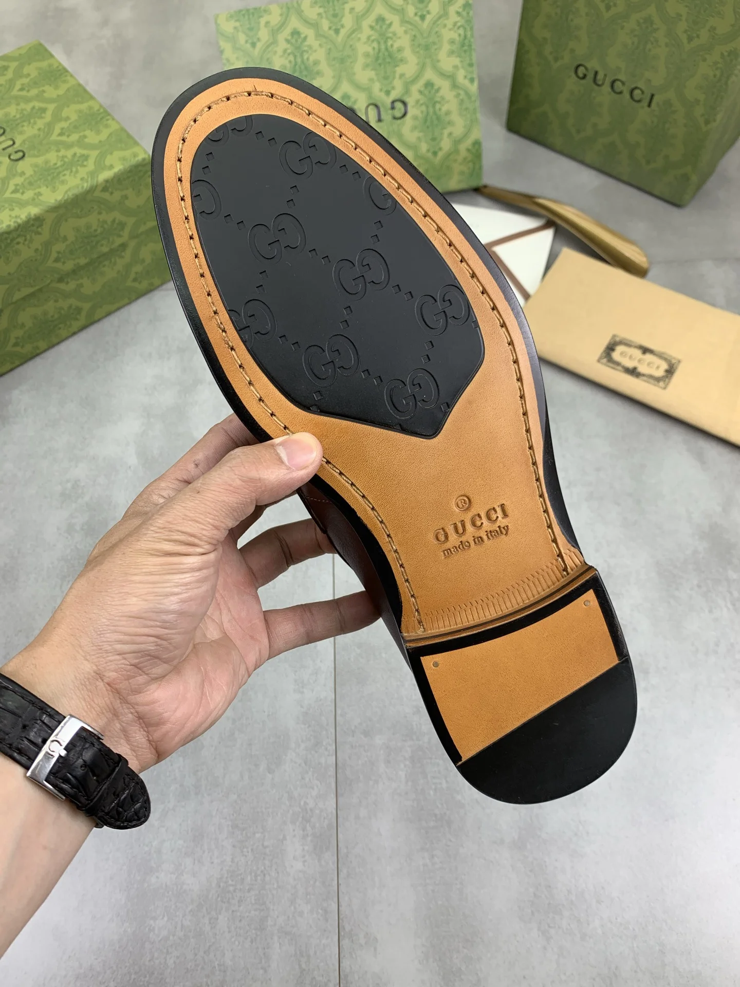 GUCCI Formal Shoes Calf Leather Brown-Gold EU39-45 D80202609111074 - Image 9