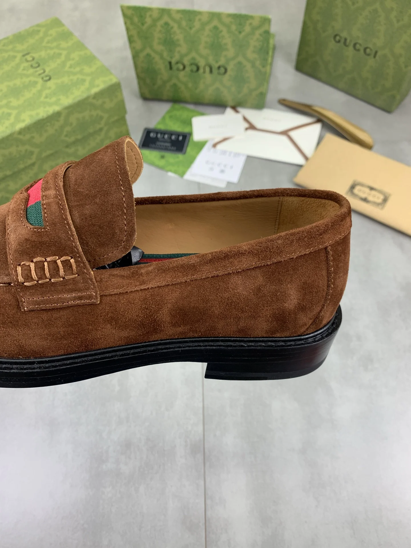GUCCI Formal Shoes Calf Leather Brown-Green EU39-45 D80202609111066 - Image 8