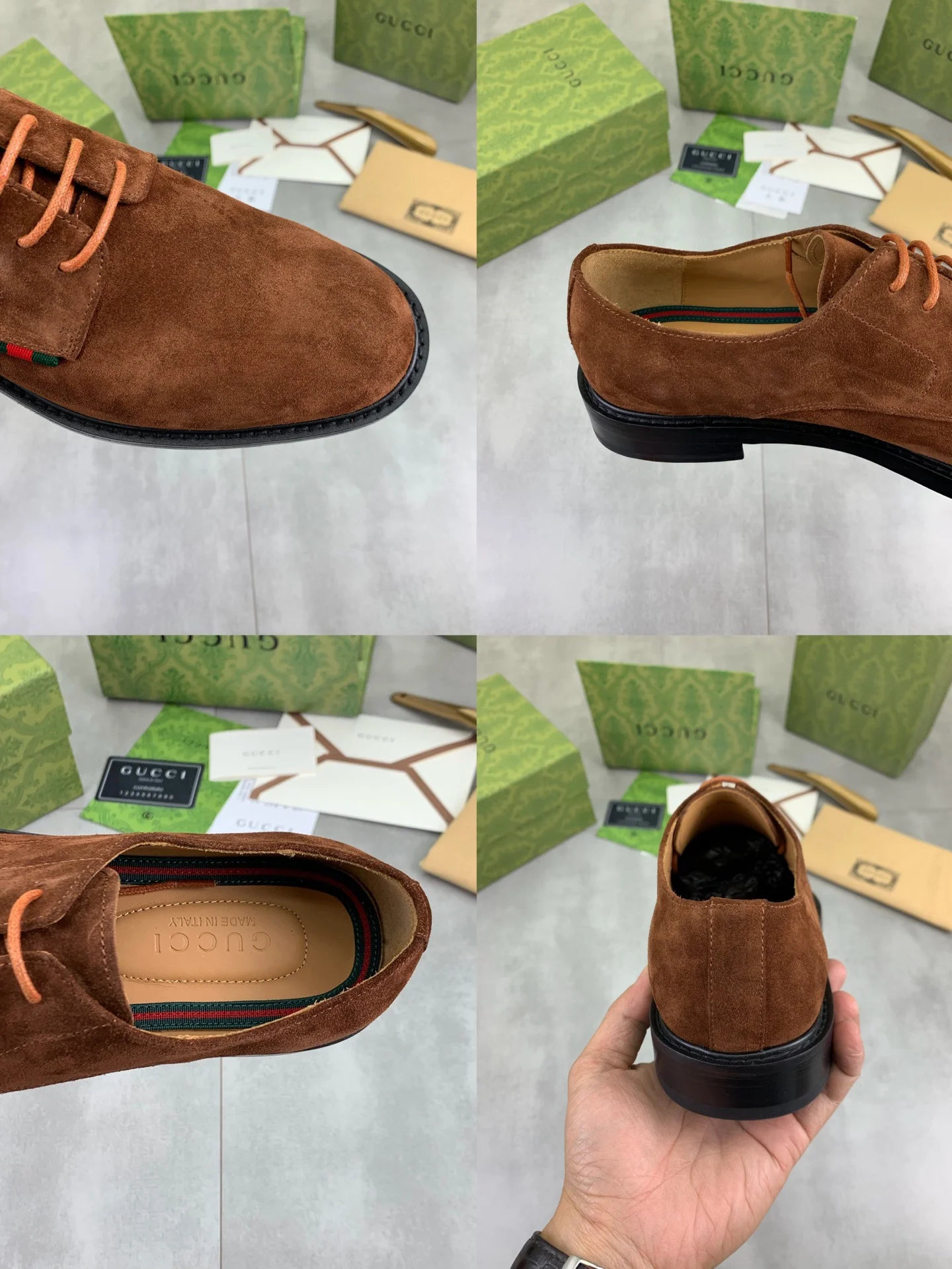 GUCCI Formal Shoes Calf Leather Brown-Green EU39-45 D80202609111076 - Image 10
