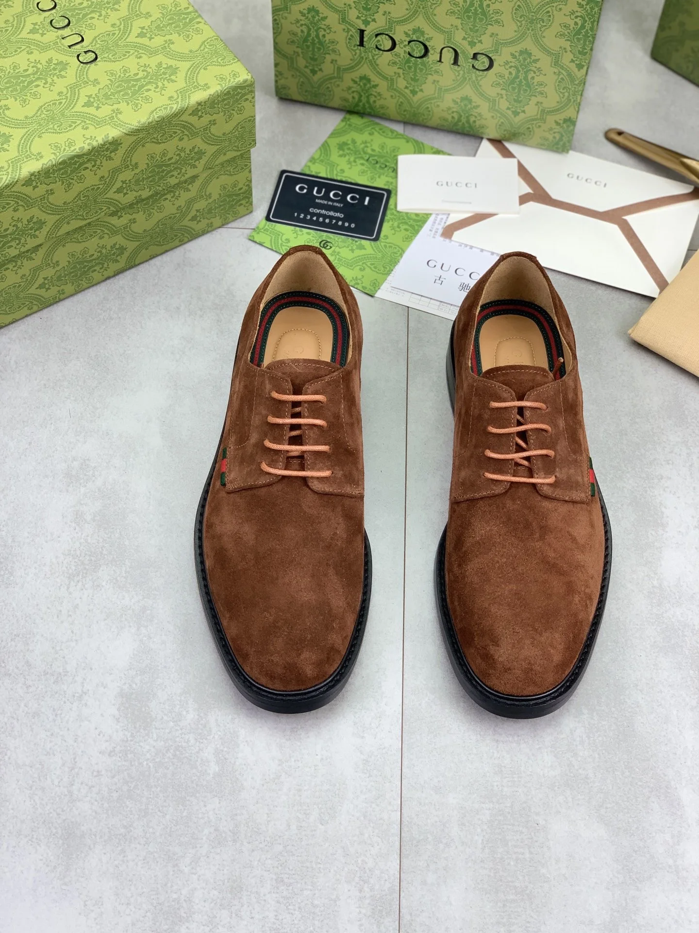 GUCCI Formal Shoes Calf Leather Brown-Green EU39-45 D80202609111076 - Image 3
