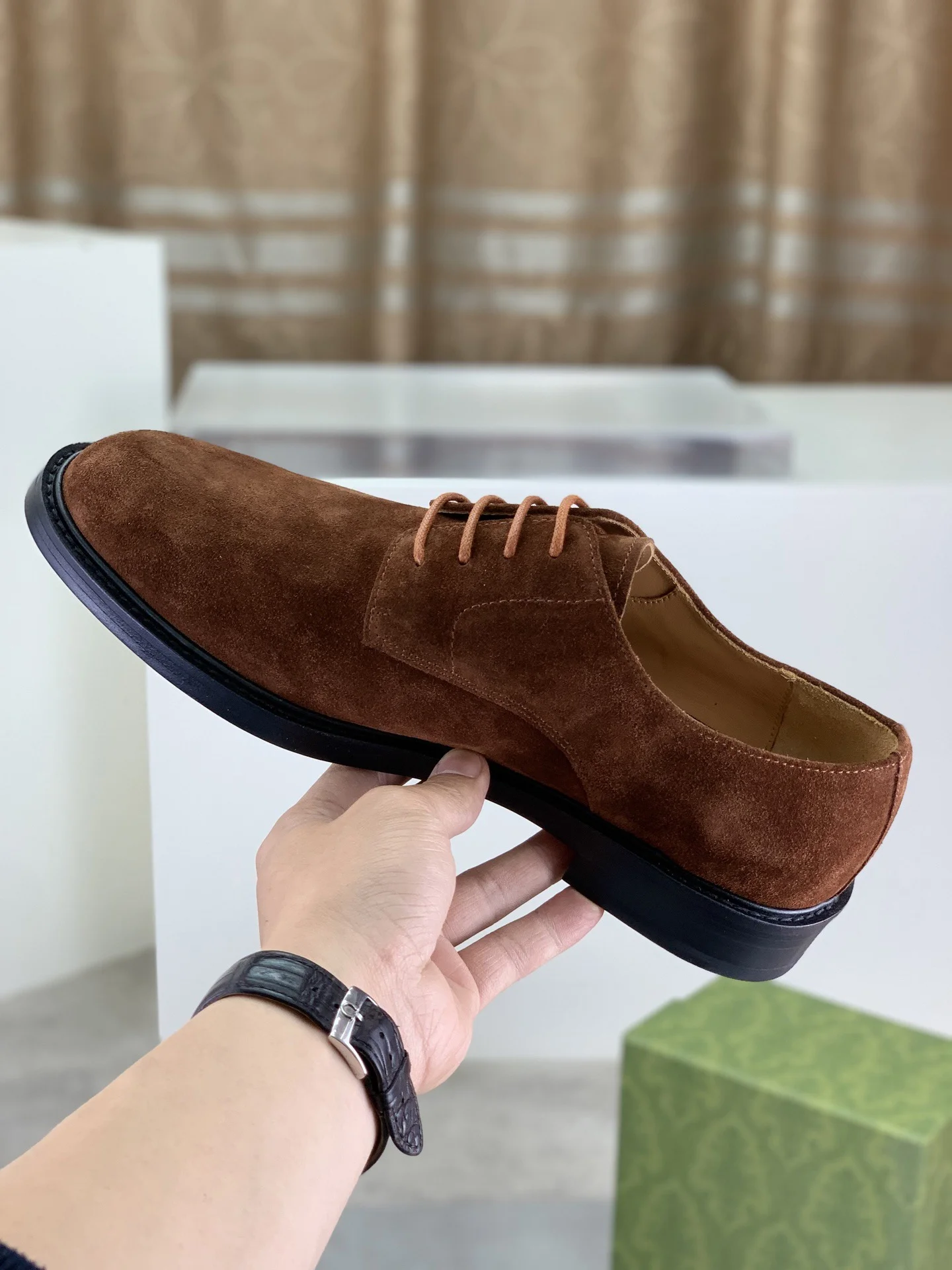 GUCCI Formal Shoes Calf Leather Brown-Green EU39-45 D80202609111076 - Image 7