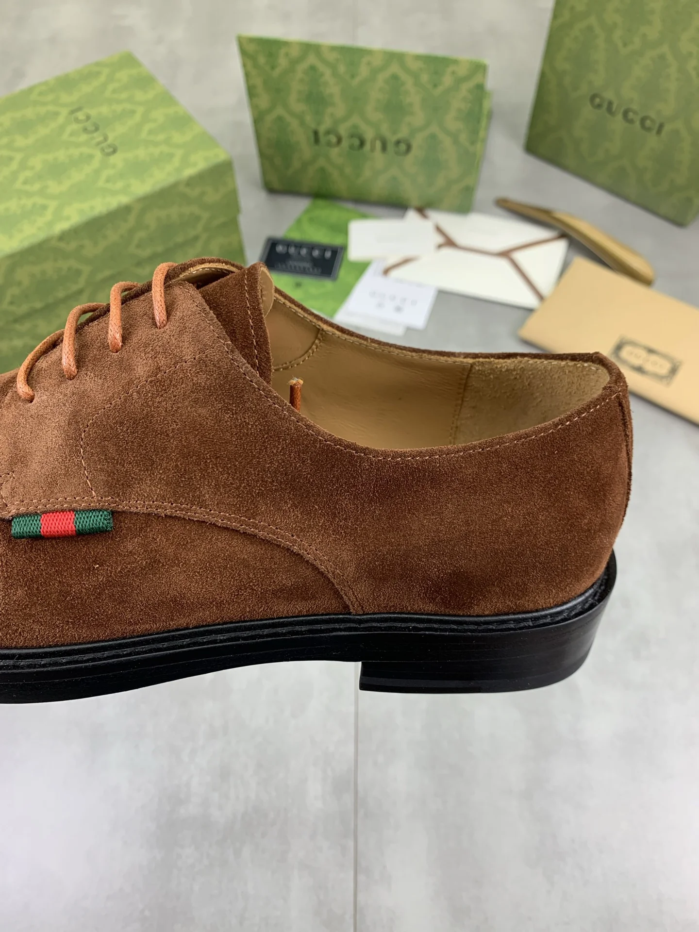 GUCCI Formal Shoes Calf Leather Brown-Green EU39-45 D80202609111076 - Image 8