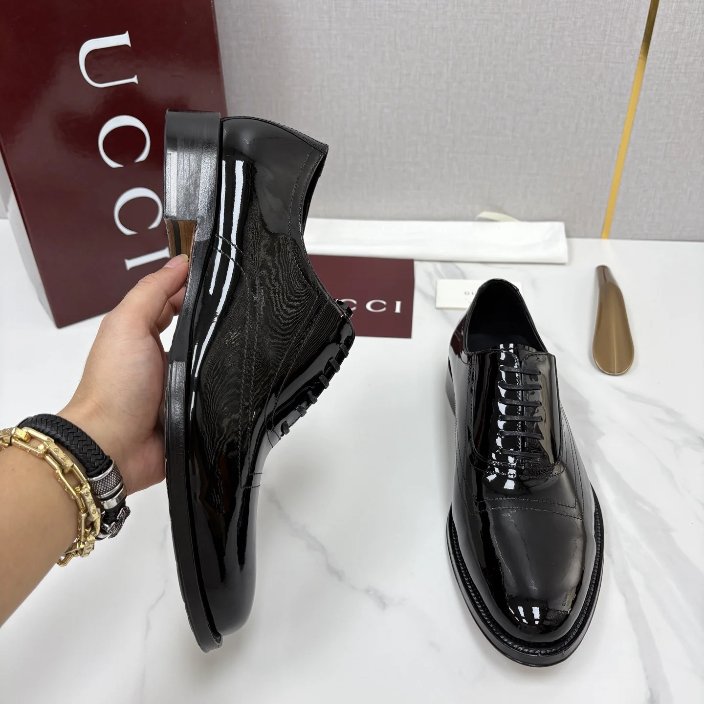 GUCCI Formal Shoes Calfskin Leather Black EU39-44 D40202609110964 - Image 4