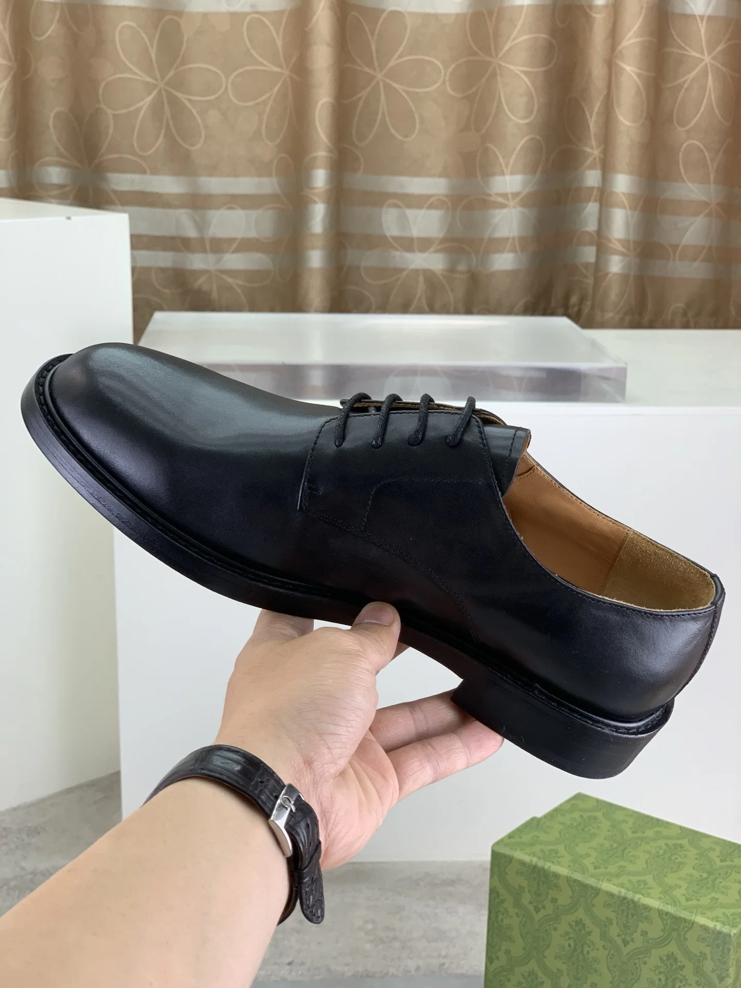GUCCI Formal Shoes Calfskin Leather Black-Green EU39-45 D80202609111078 - Image 6