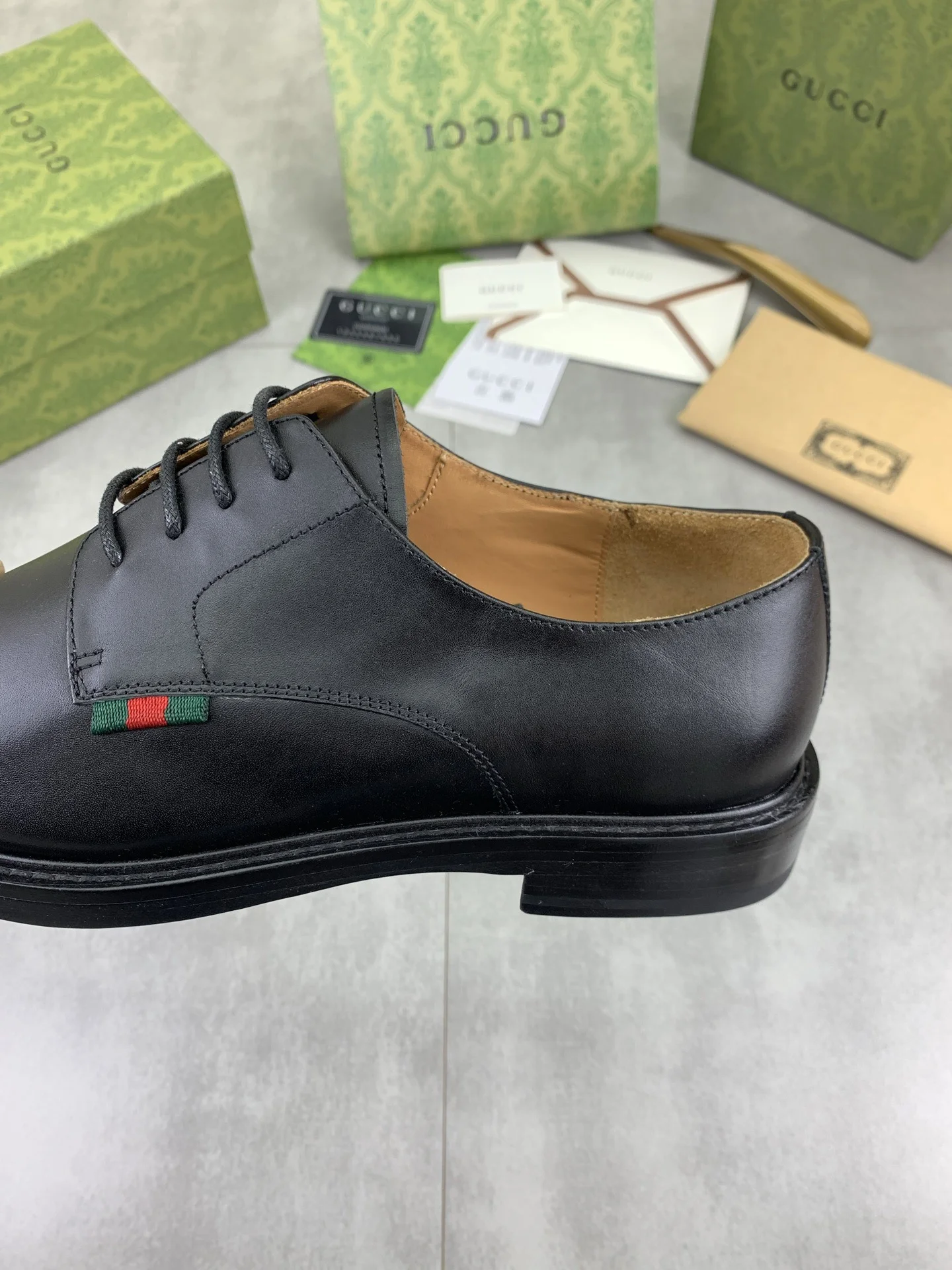 GUCCI Formal Shoes Calfskin Leather Black-Green EU39-45 D80202609111078 - Image 7