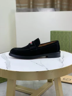 GUCCI Formal Shoes Calfskin Leather Black-Green-Red EU39-45 D80202609111065