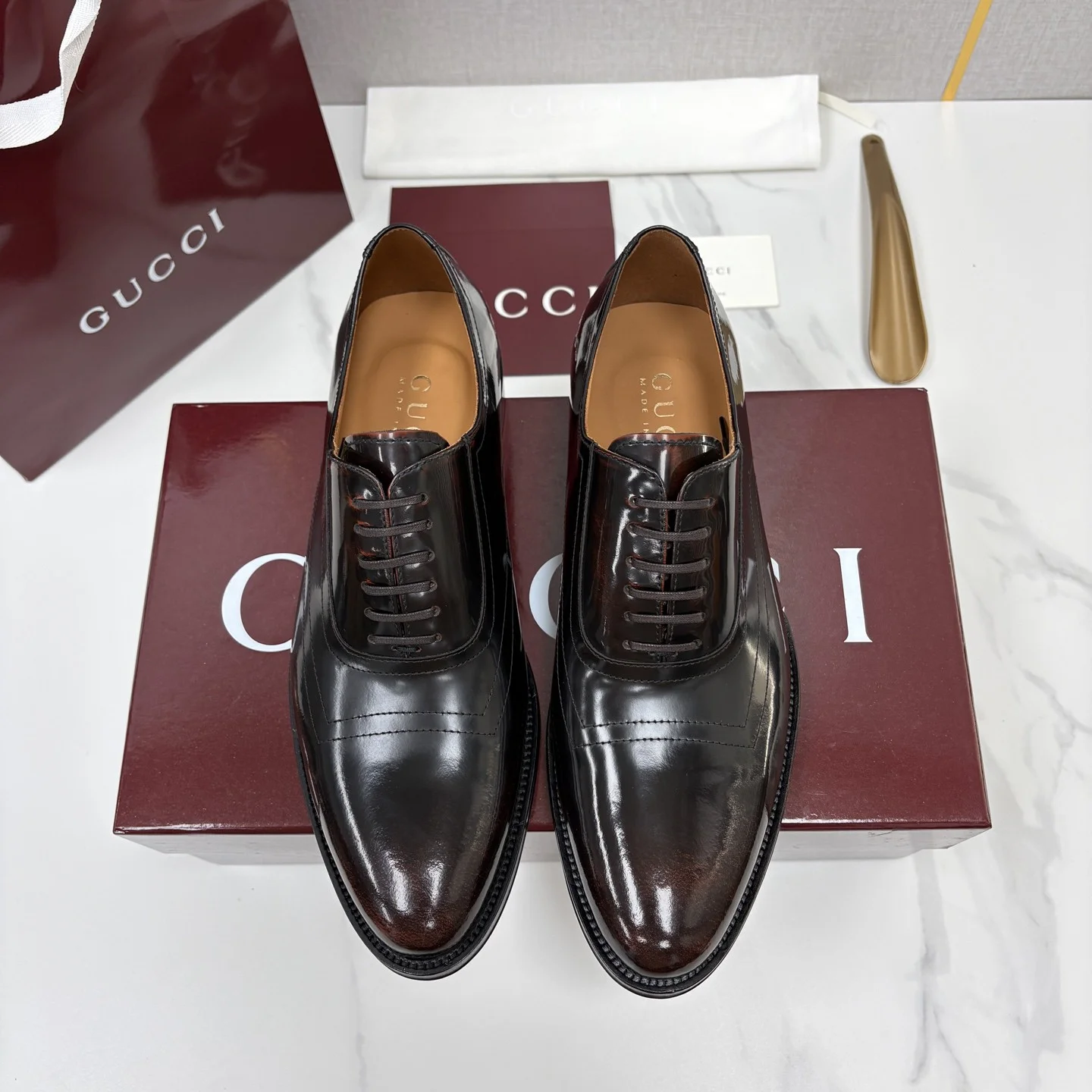 GUCCI Formal Shoes Leather Brown-Black EU39-44 D40202609110962