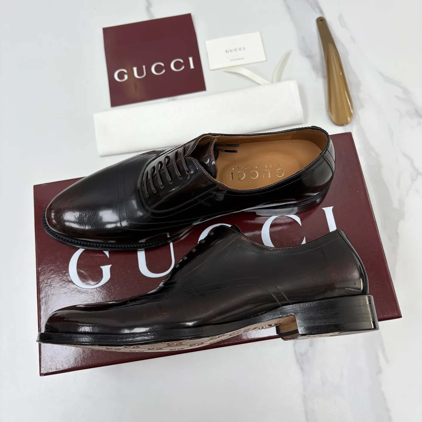 GUCCI Formal Shoes Leather Brown-Black EU39-44 D40202609110962 - Image 3