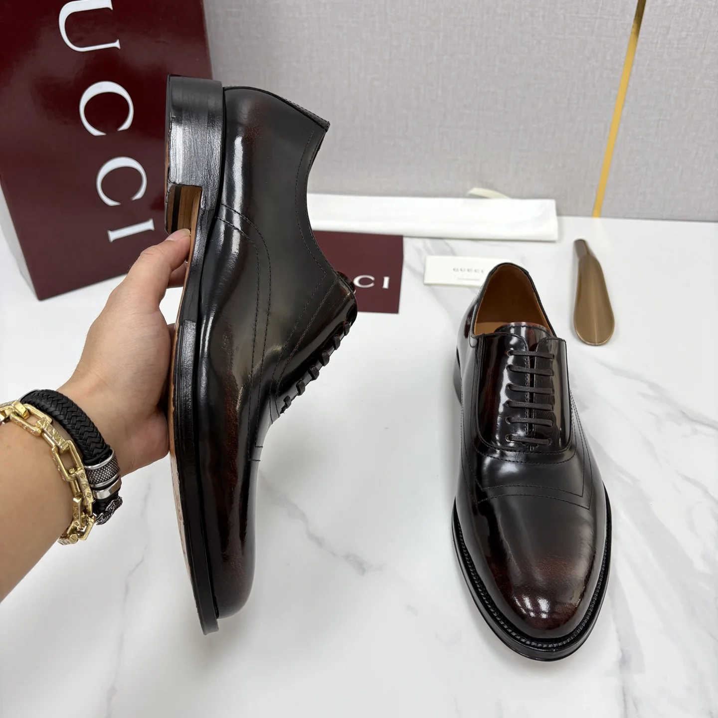 GUCCI Formal Shoes Leather Brown-Black EU39-44 D40202609110962 - Image 4