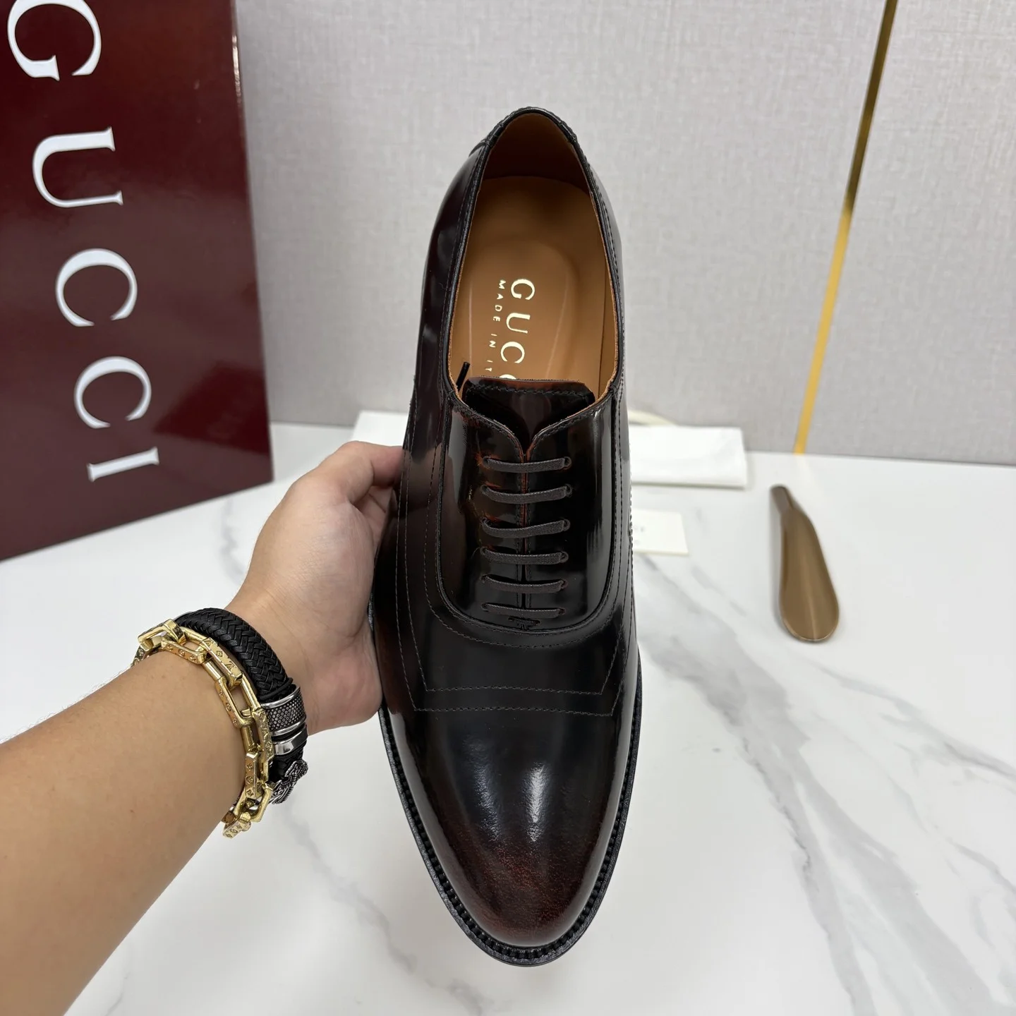 GUCCI Formal Shoes Leather Brown-Black EU39-44 D40202609110962 - Image 5
