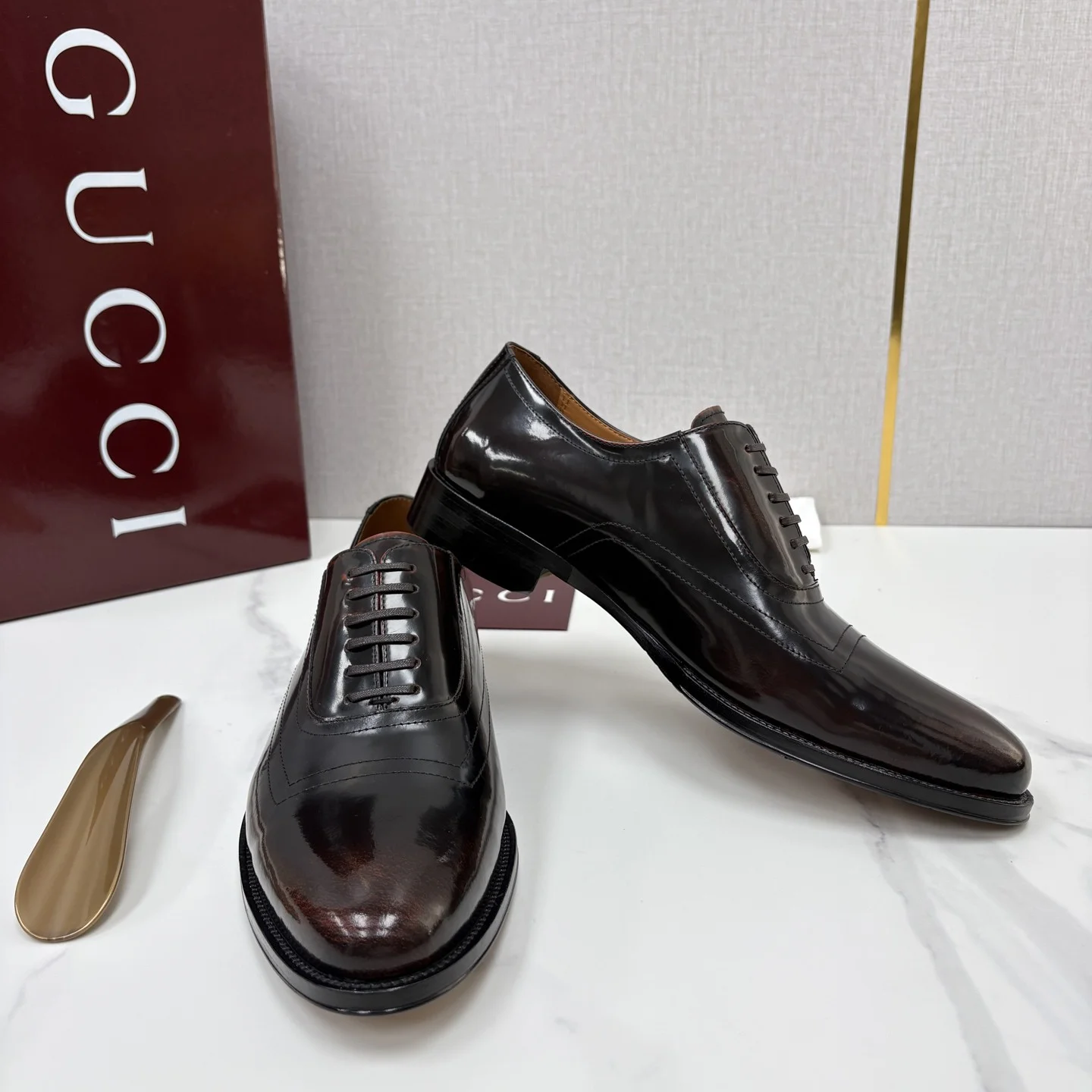 GUCCI Formal Shoes Leather Brown-Black EU39-44 D40202609110962 - Image 7