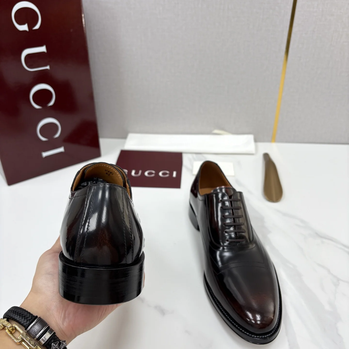 GUCCI Formal Shoes Leather Brown-Black EU39-44 D40202609110962 - Image 8