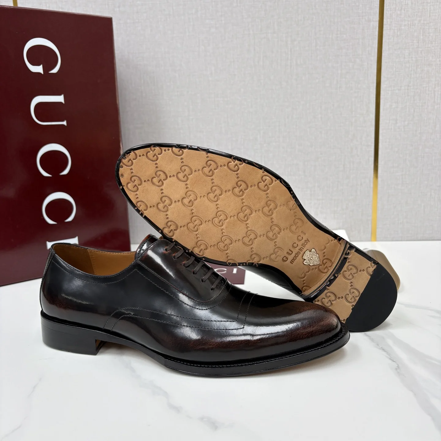 GUCCI Formal Shoes Leather Brown-Black EU39-44 D40202609110962 - Image 9