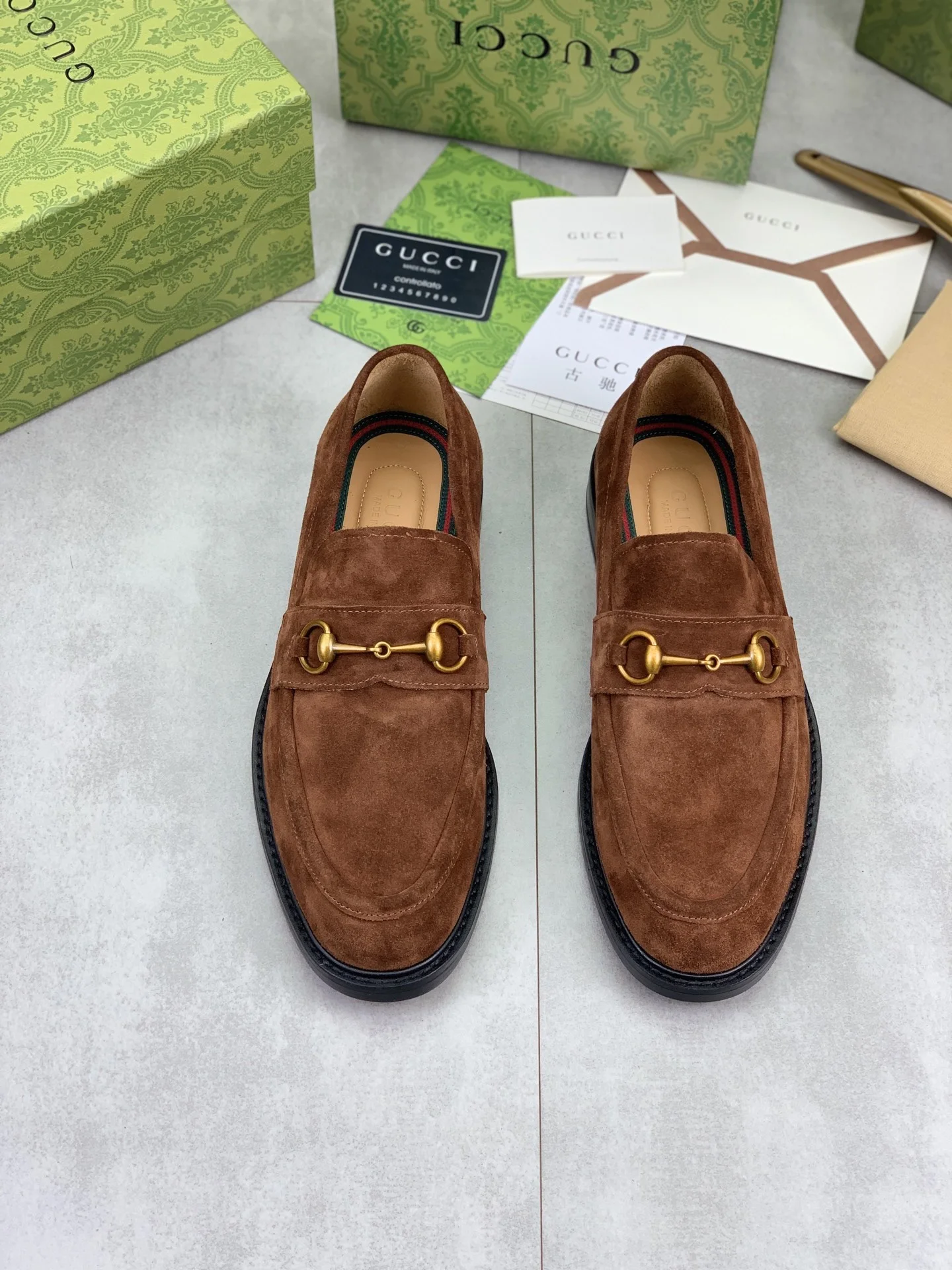 GUCCI Formal Shoes Leather Brown-Gold EU39-45 D80202609111071 - Image 3