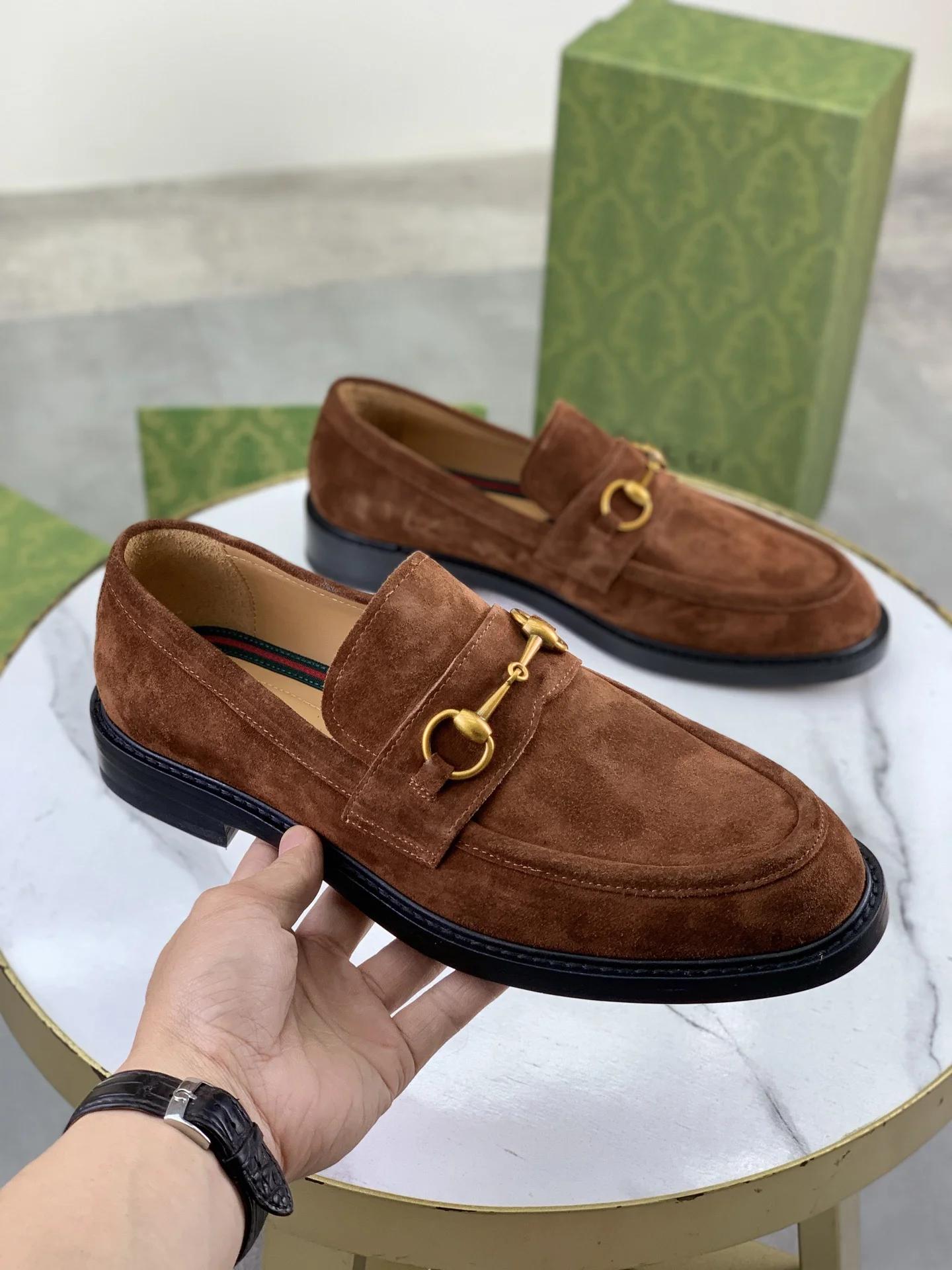 GUCCI Formal Shoes Leather Brown-Gold EU39-45 D80202609111071 - Image 4