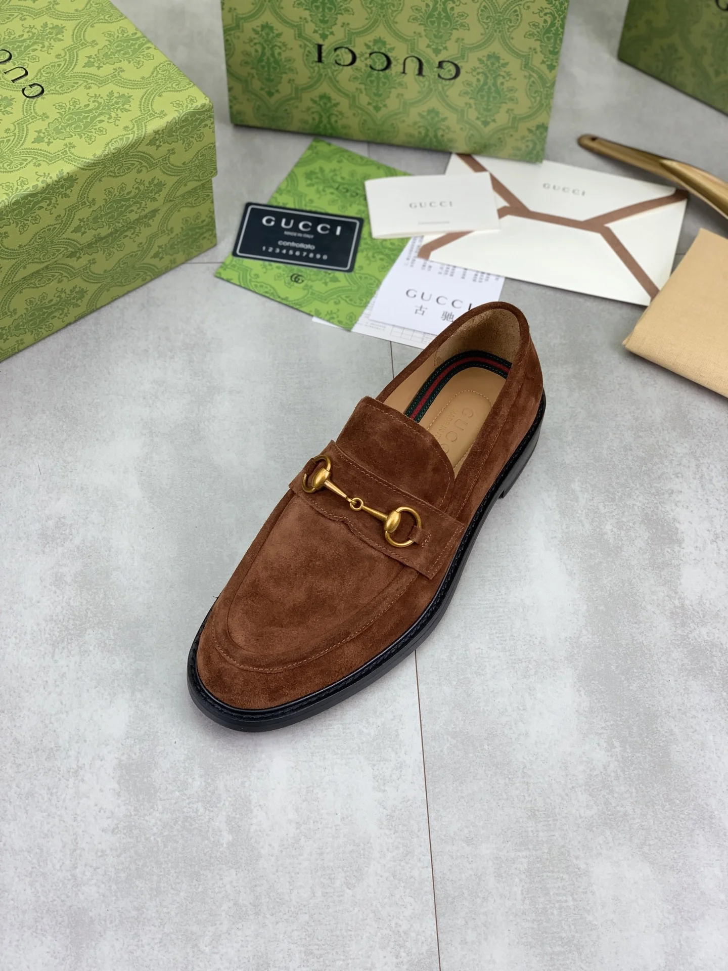 GUCCI Formal Shoes Leather Brown-Gold EU39-45 D80202609111071 - Image 5