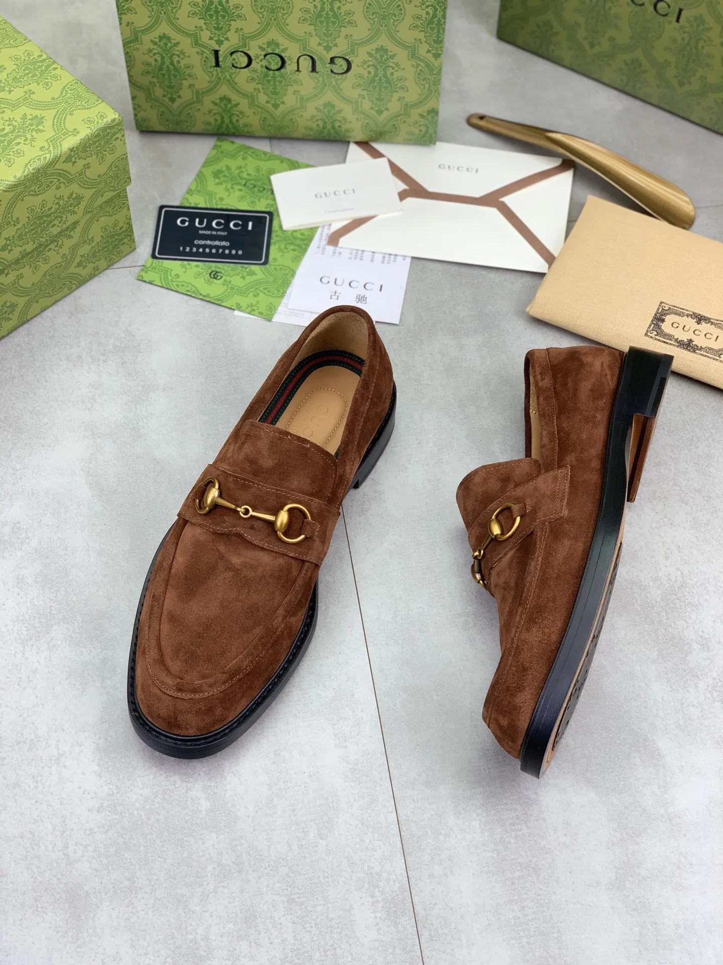GUCCI Formal Shoes Leather Brown-Gold EU39-45 D80202609111071 - Image 6