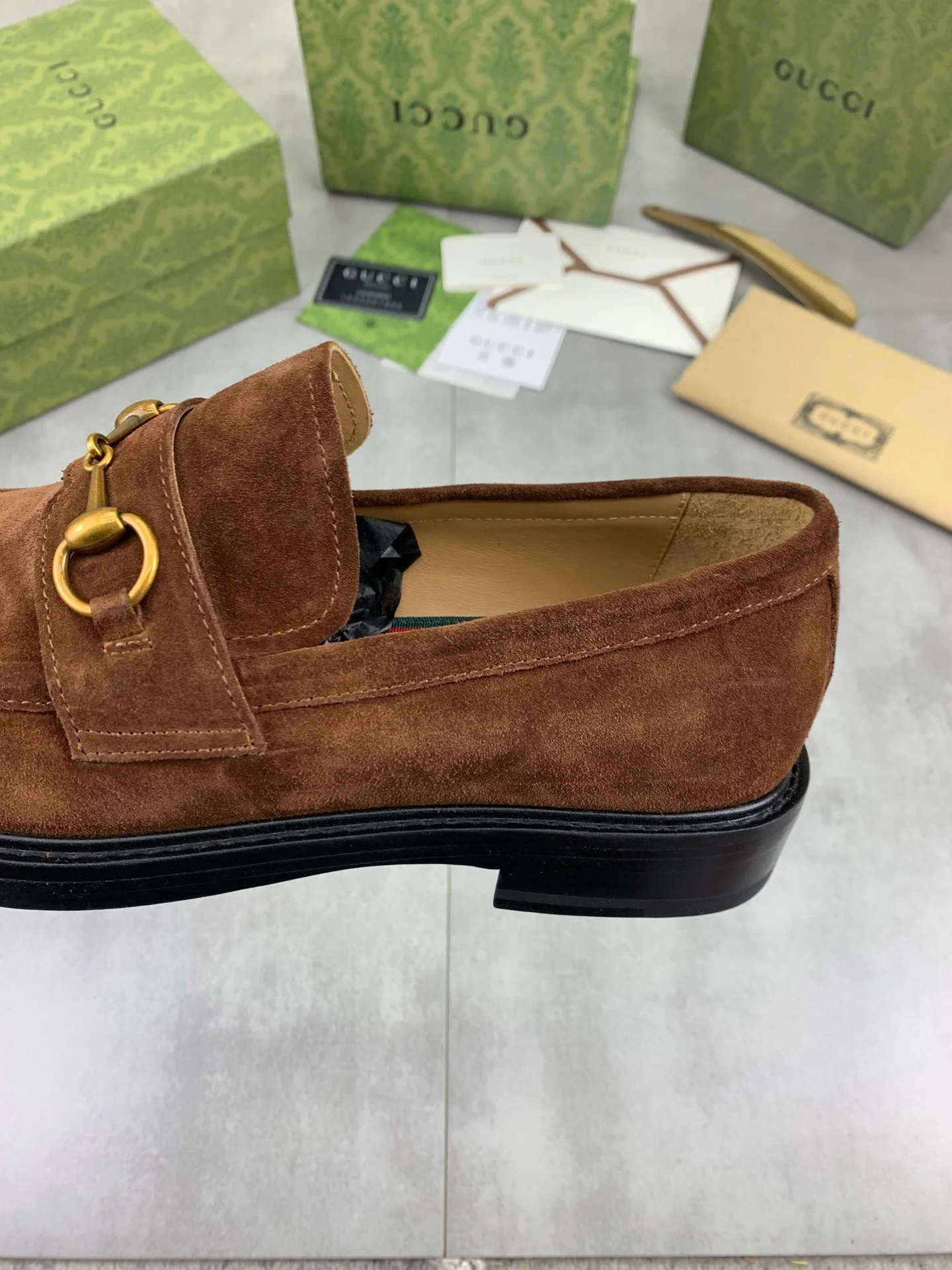 GUCCI Formal Shoes Leather Brown-Gold EU39-45 D80202609111071 - Image 8