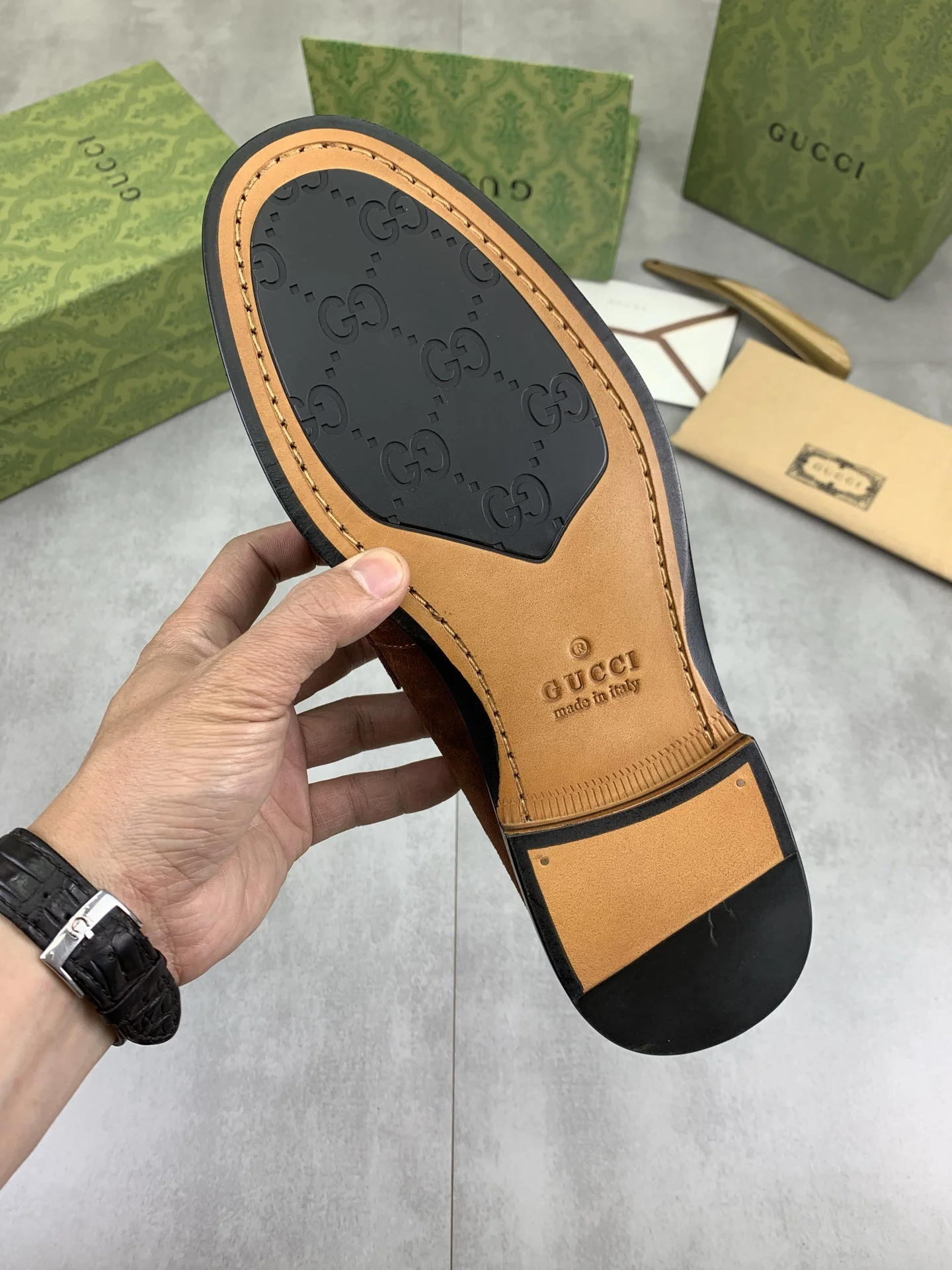GUCCI Formal Shoes Leather Brown-Gold EU39-45 D80202609111071 - Image 9