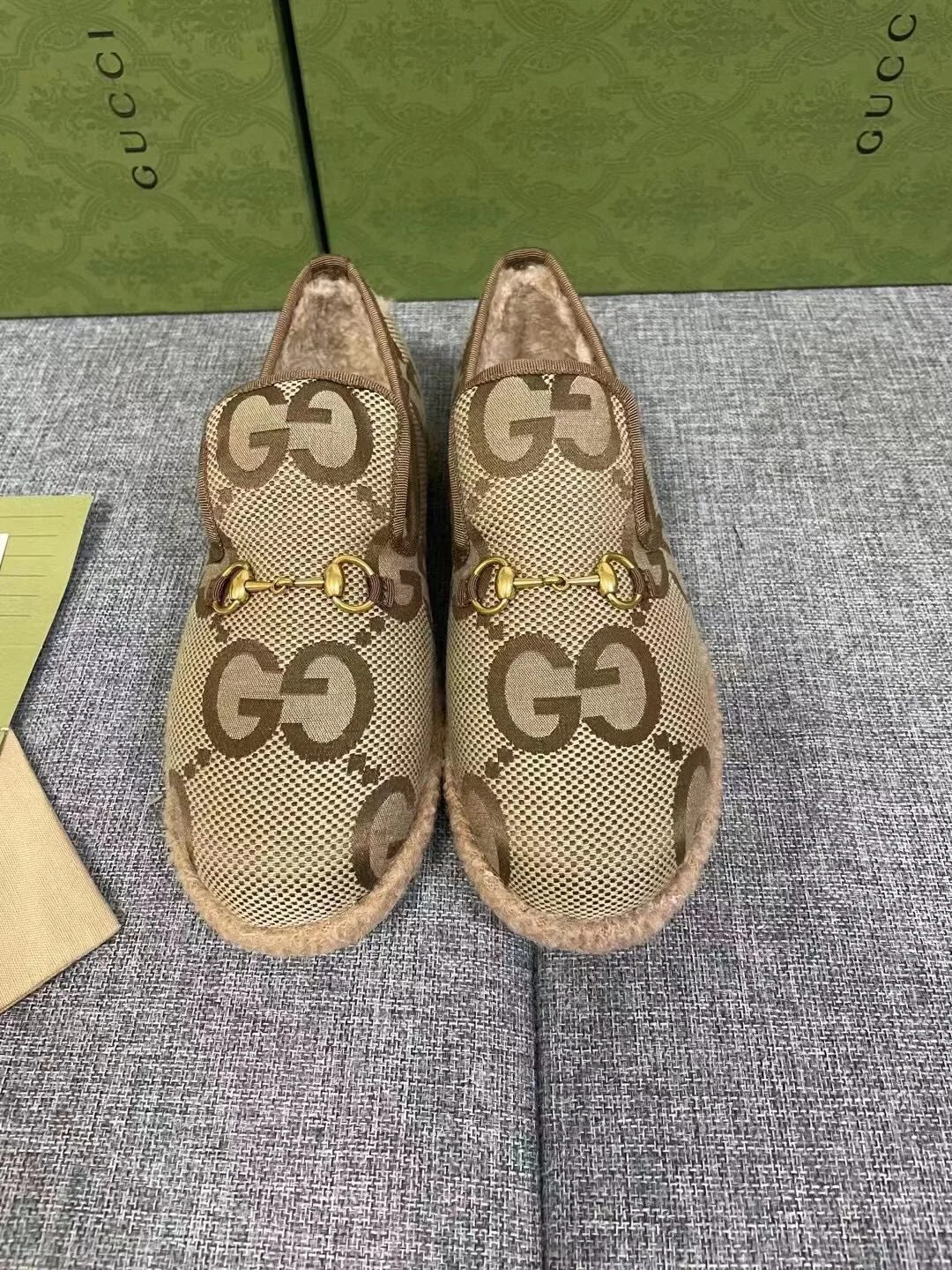 GUCCI Loafers Wool Shearling Brown-Gold EU35-41 A90202609111799 - Image 2