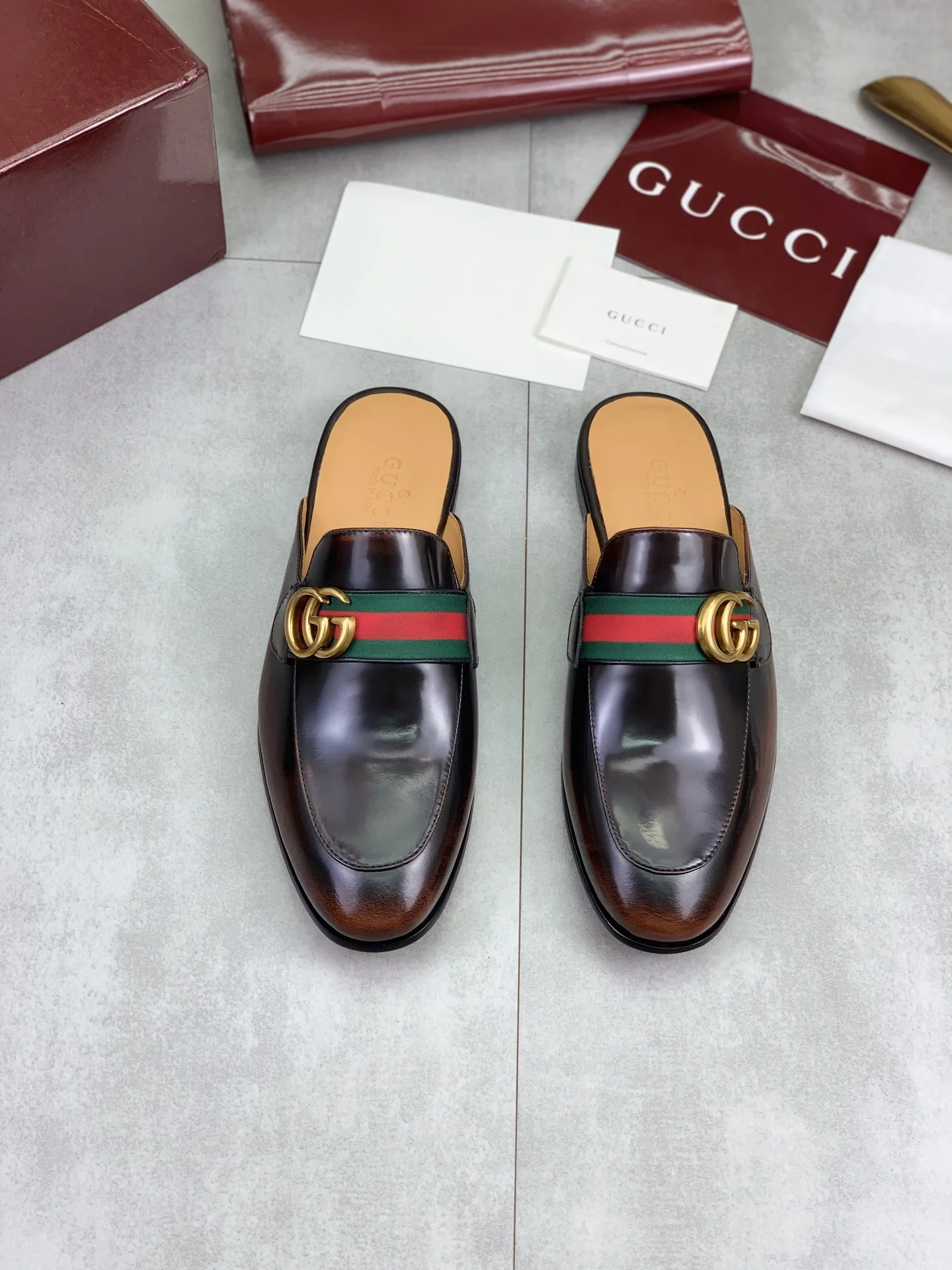 GUCCI Mules Brown-Gold D20202609110991 - Image 2