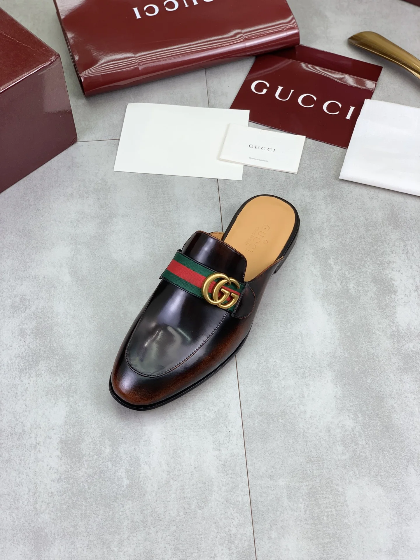 GUCCI Mules Brown-Gold D20202609110991 - Image 4