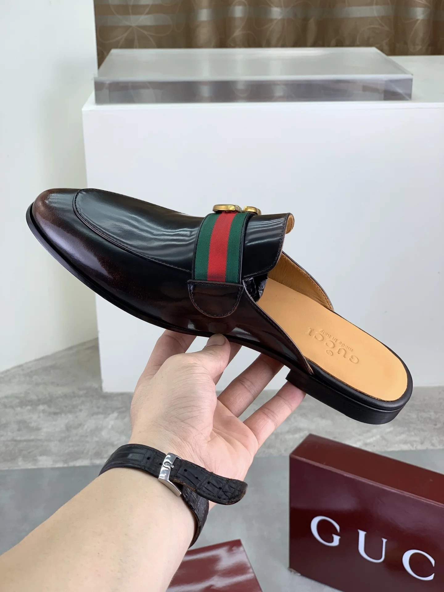 GUCCI Mules Brown-Gold D20202609110991 - Image 6