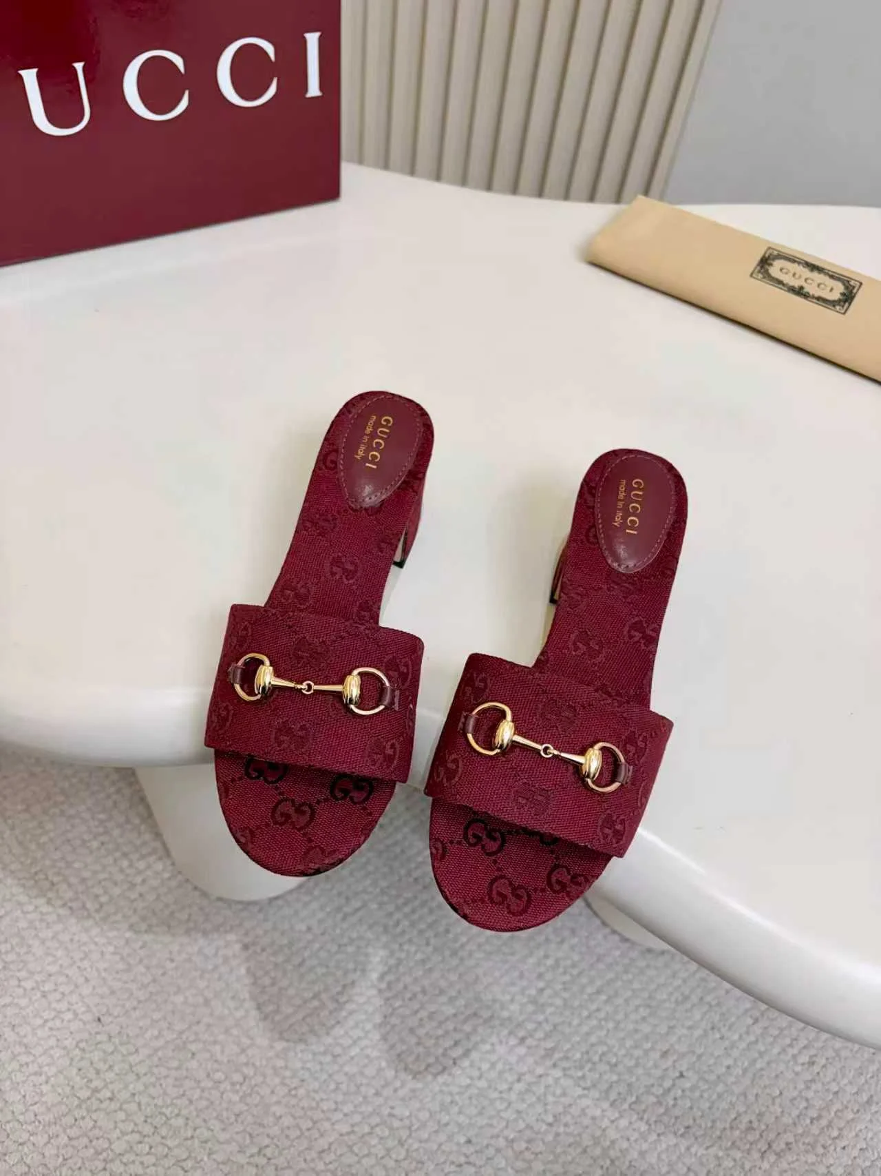 GUCCI Mules Burgundy-Gold A80202609111122 - Image 4