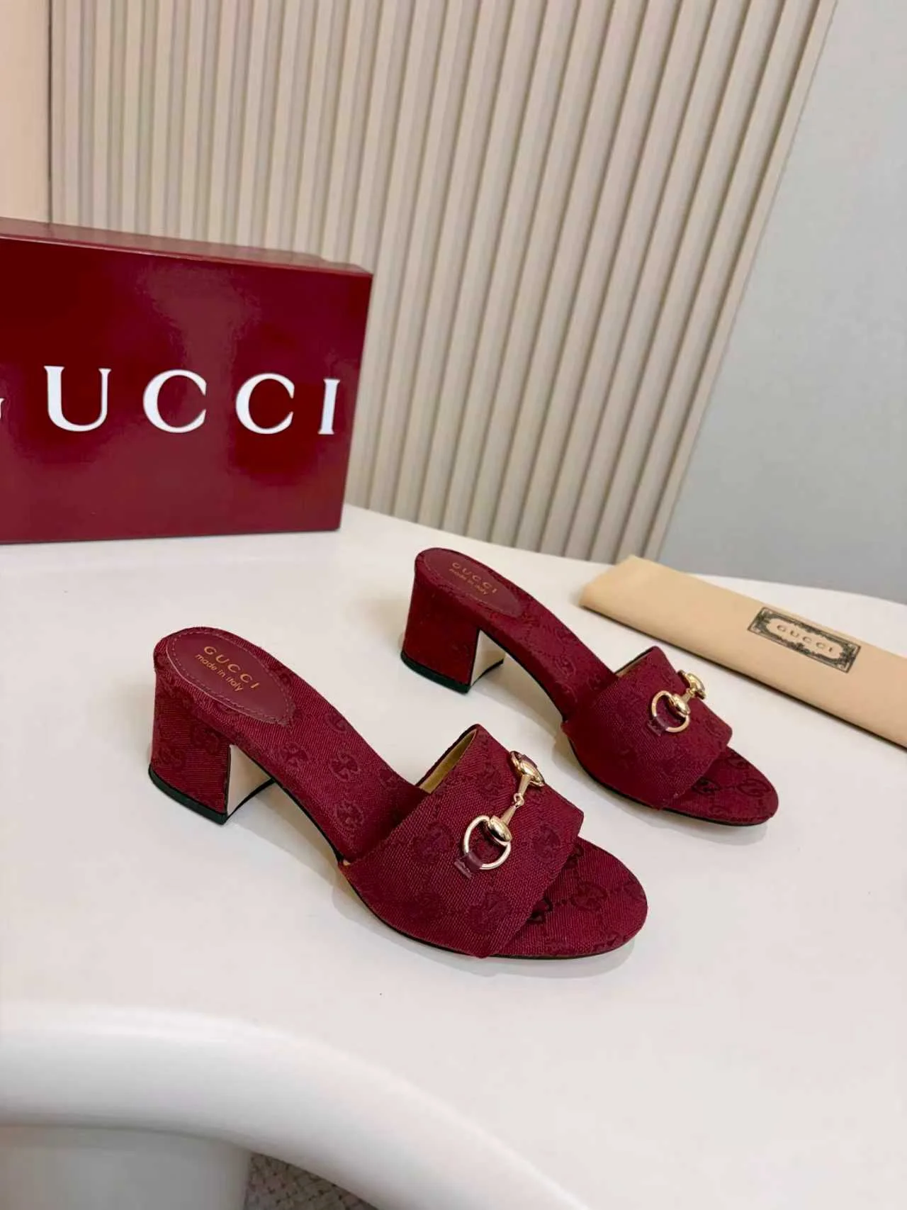 GUCCI Mules Burgundy-Gold A80202609111122 - Image 6