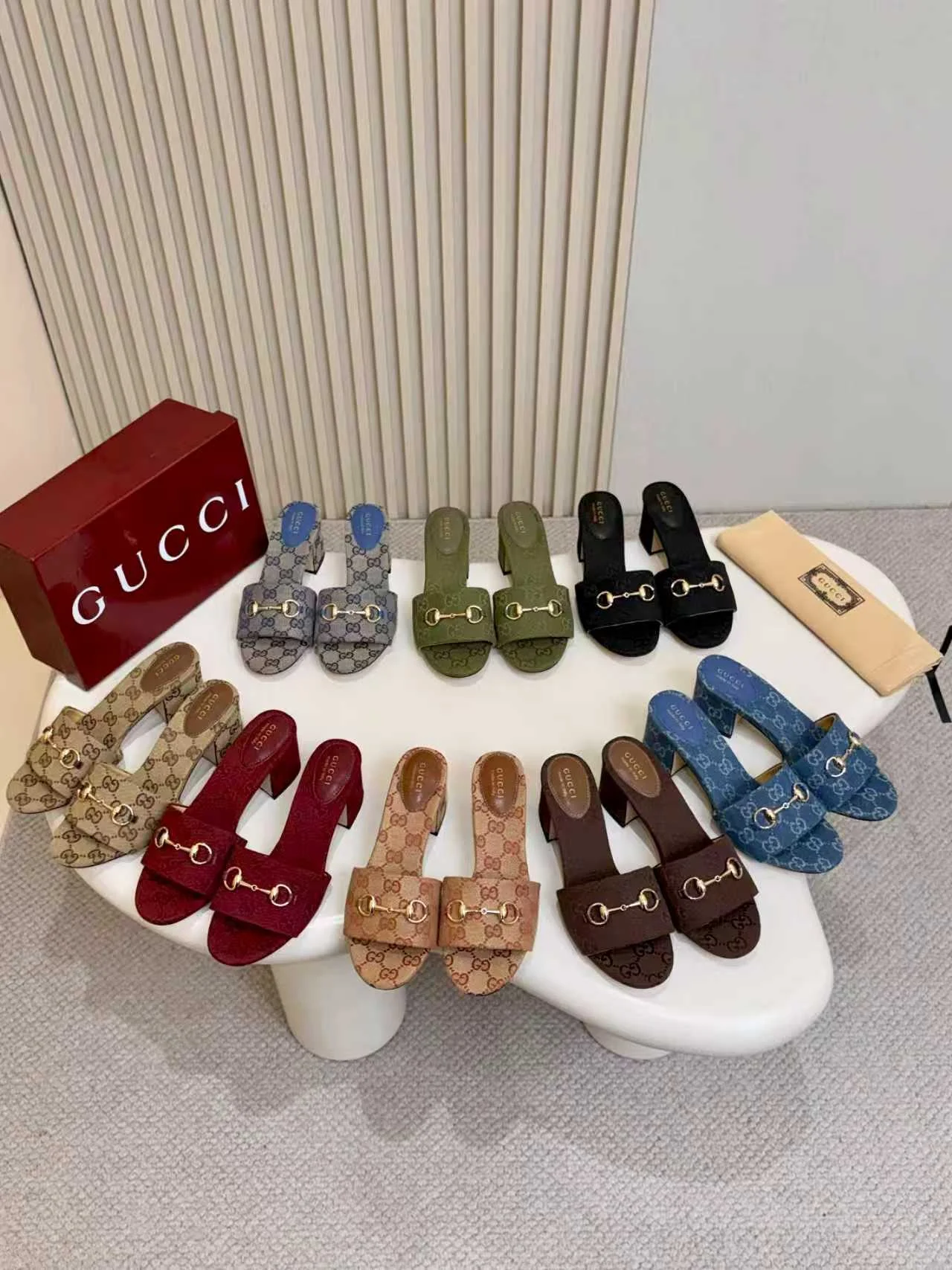GUCCI Mules Leather Green-Gold EU35-43 A80202609111120 - Image 8