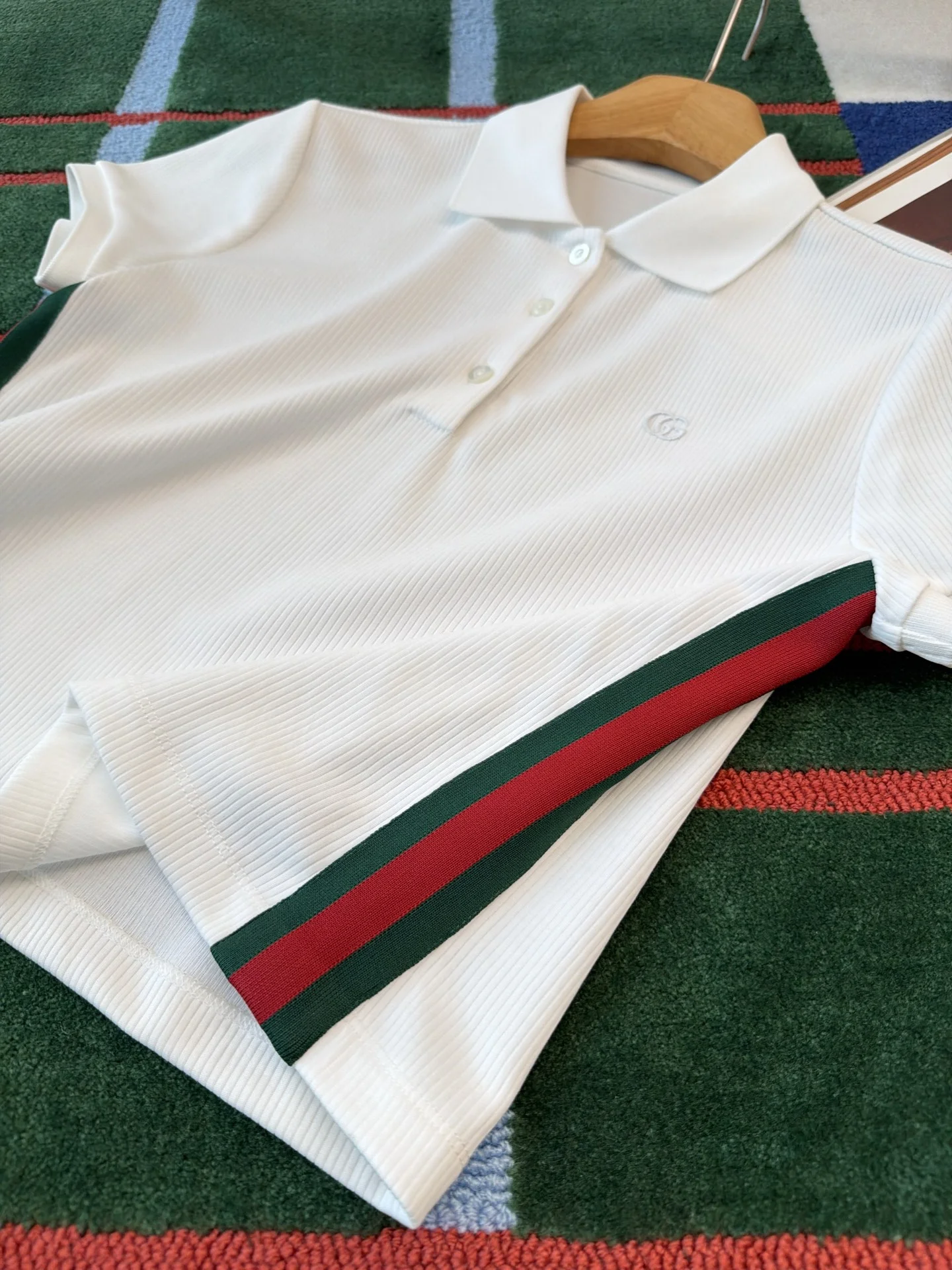 GUCCI Polos White-Green-Red S-M-L B15202609060675 - Image 4