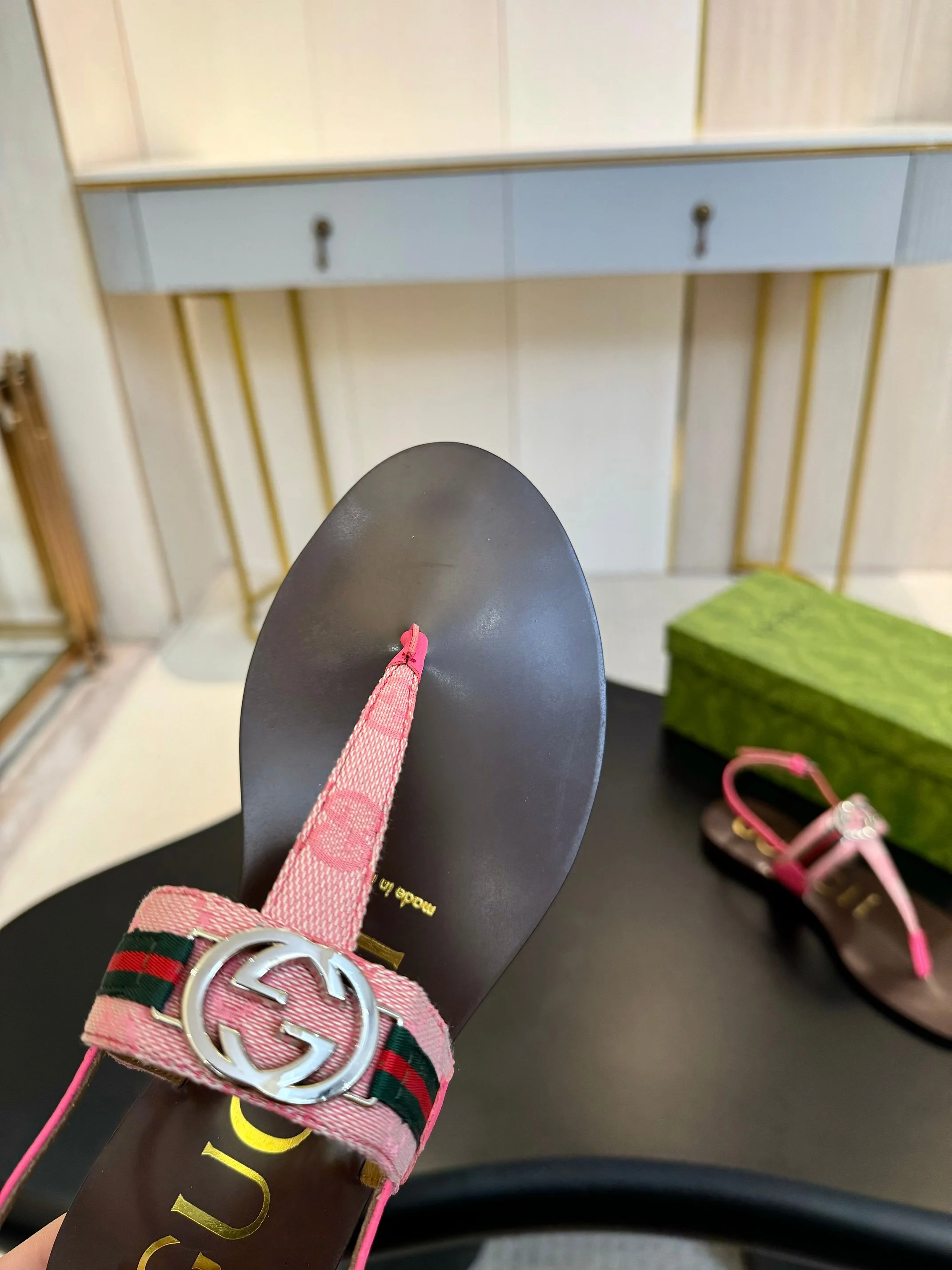 GUCCI Sandals Calfskin Leather Brown-Pink EU35-42 A50202609110050 - Image 3