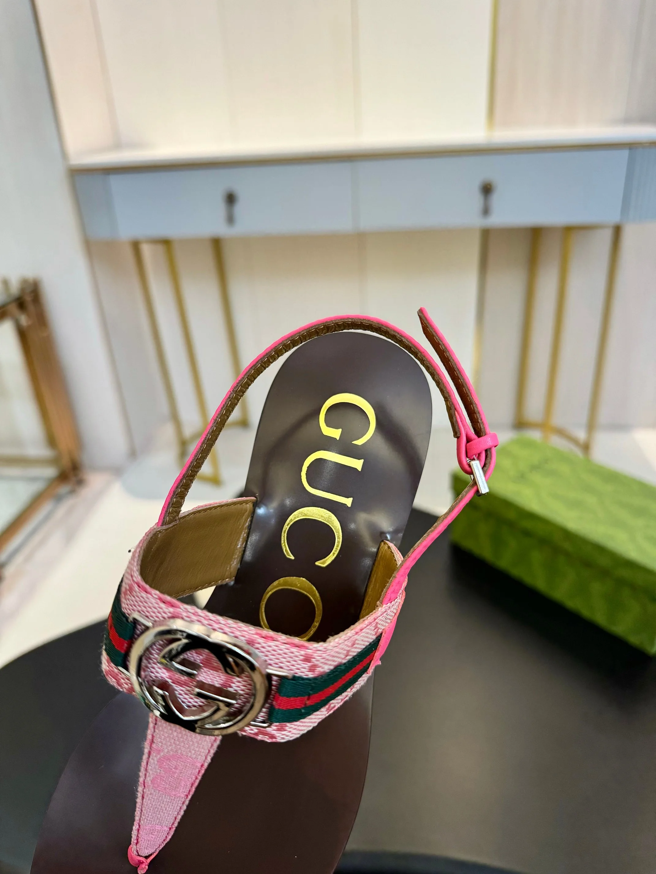 GUCCI Sandals Calfskin Leather Brown-Pink EU35-42 A50202609110050 - Image 4