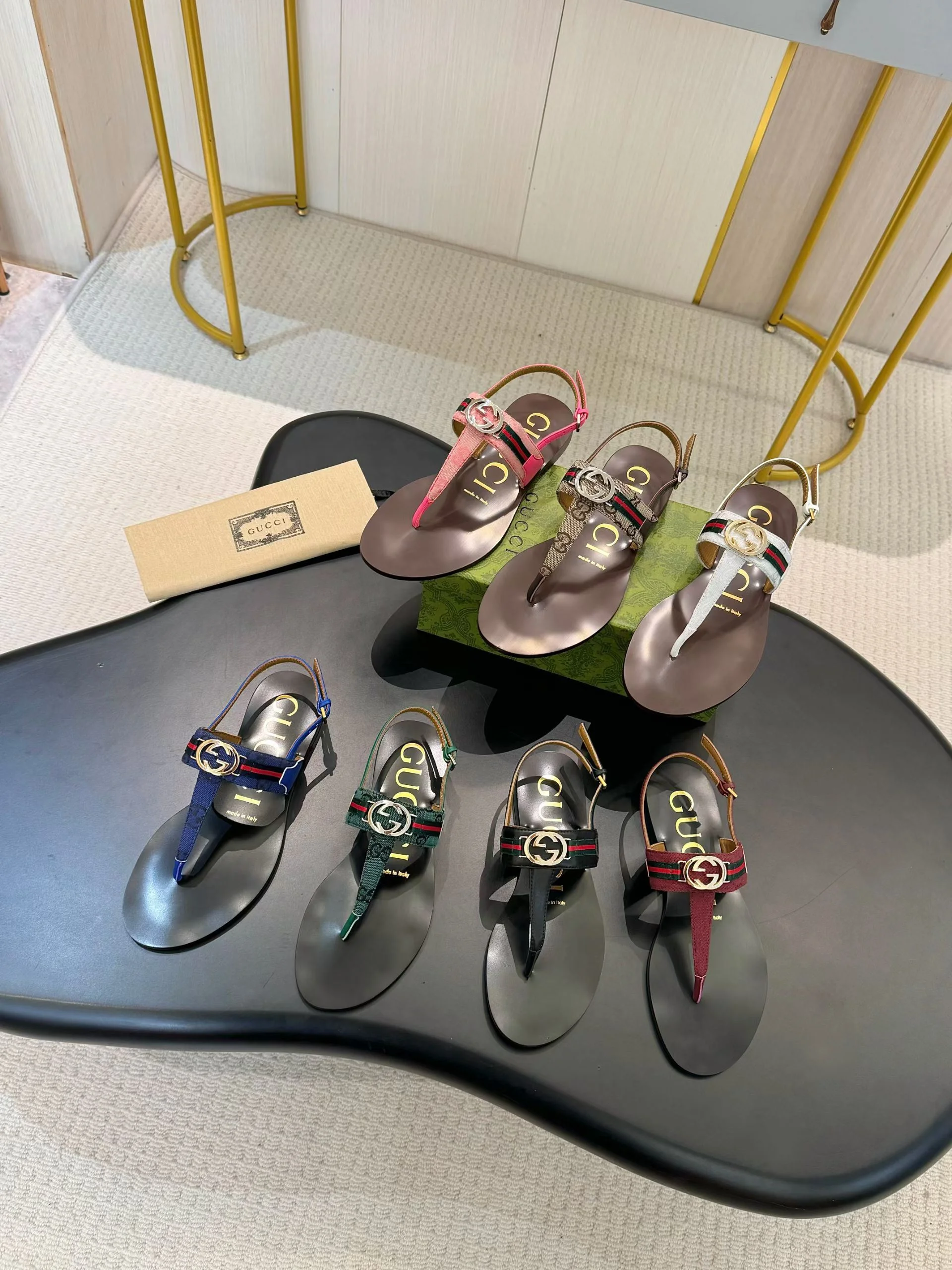 GUCCI Sandals Calfskin Leather Brown-Pink EU35-42 A50202609110050 - Image 9