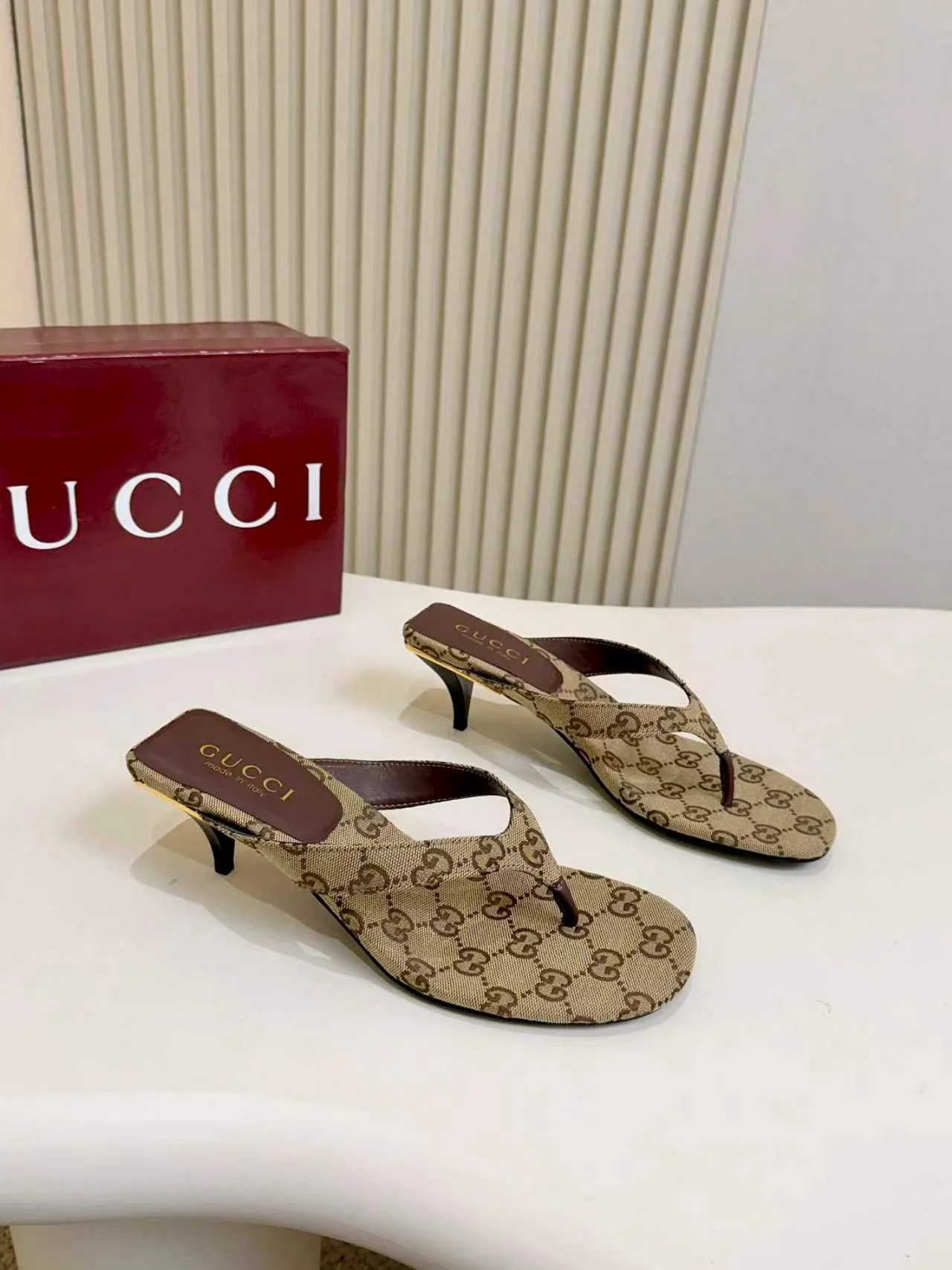 GUCCI Sandals Leather Sole Brown-Gold EU35-43 A80202609111133