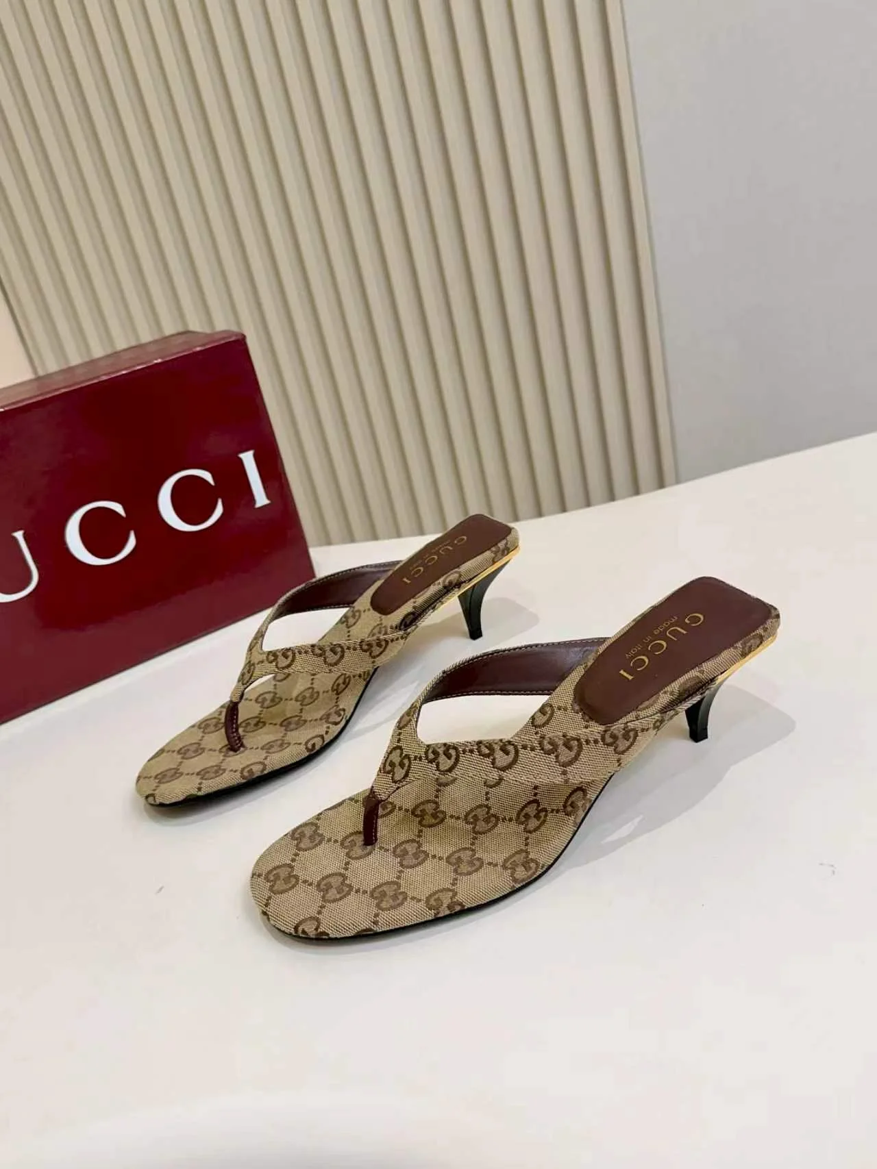 GUCCI Sandals Leather Sole Brown-Gold EU35-43 A80202609111133 - Image 4