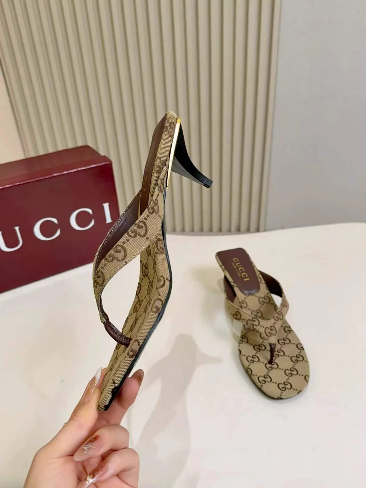GUCCI Sandals Leather Sole Brown-Gold EU35-43 A80202609111133 - Image 6