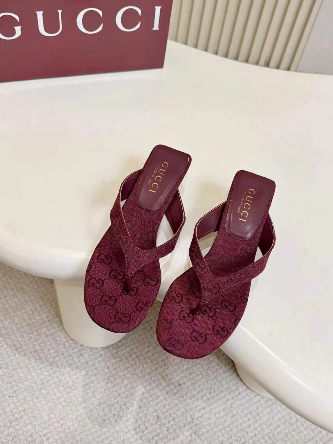 GUCCI Sandals Leather Sole Burgundy-Gold EU35-43 A80202609111126 - Image 2