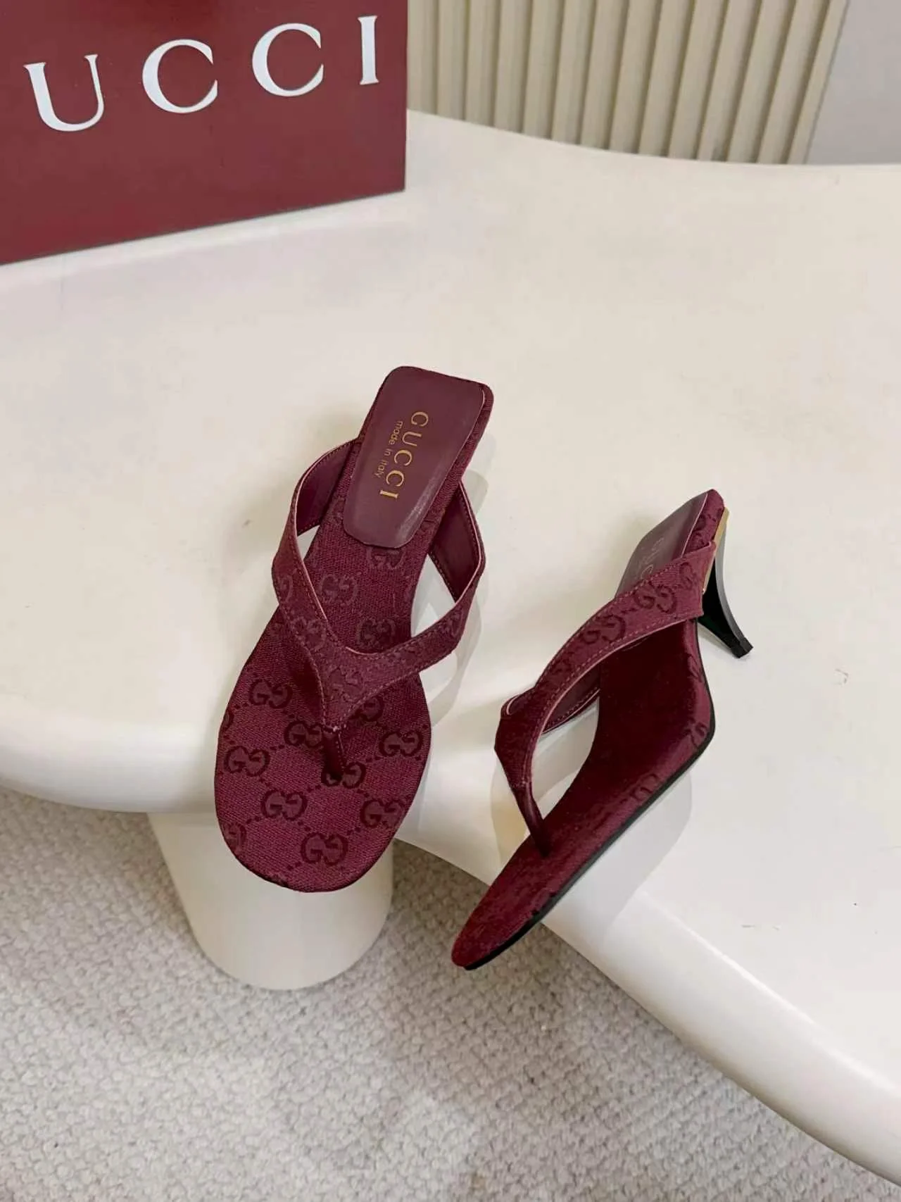 GUCCI Sandals Leather Sole Burgundy-Gold EU35-43 A80202609111126 - Image 3