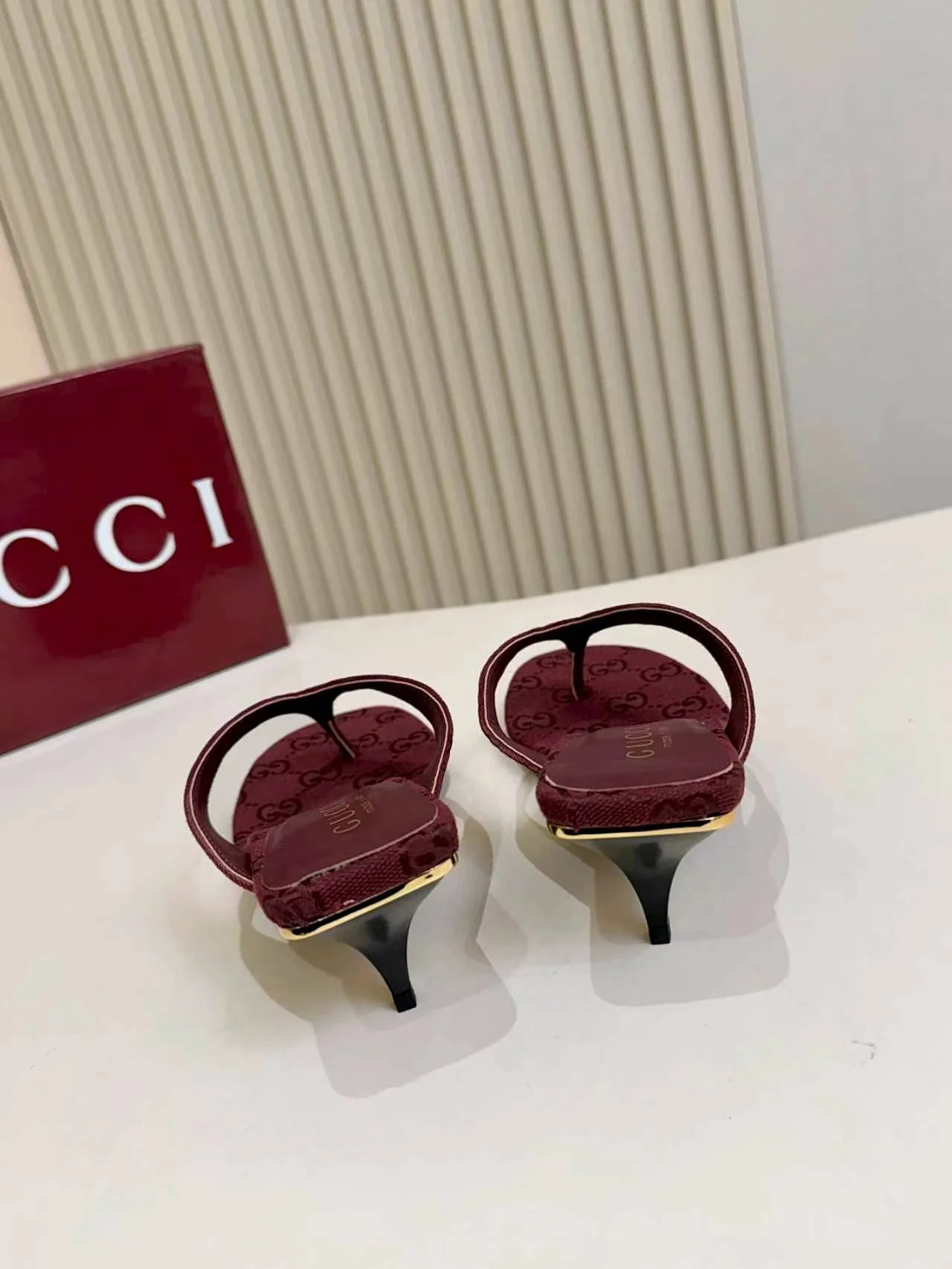 GUCCI Sandals Leather Sole Burgundy-Gold EU35-43 A80202609111126 - Image 6