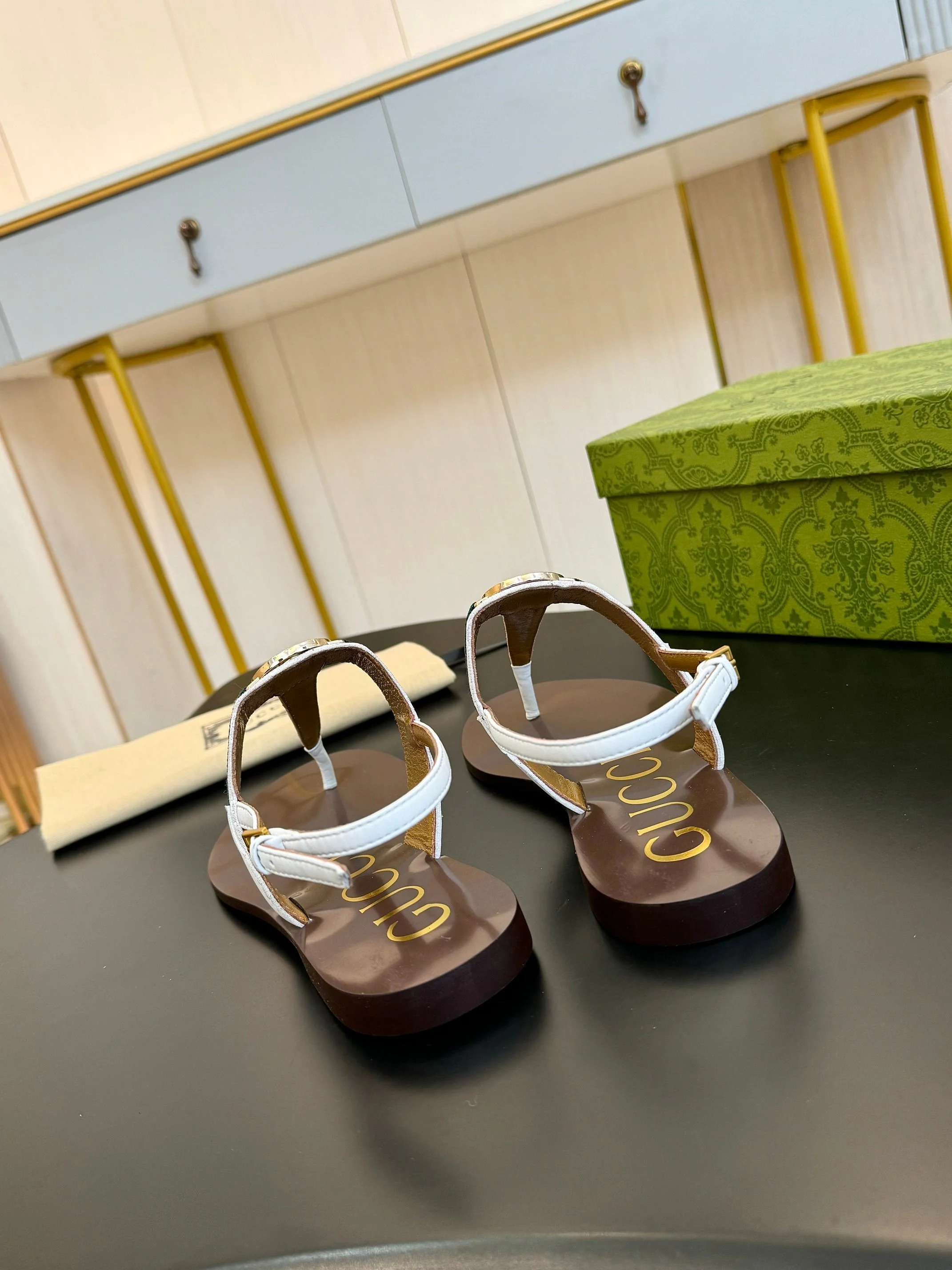 GUCCI Sandals Leather White-Brown EU35-42 A50202609110046 - Image 3