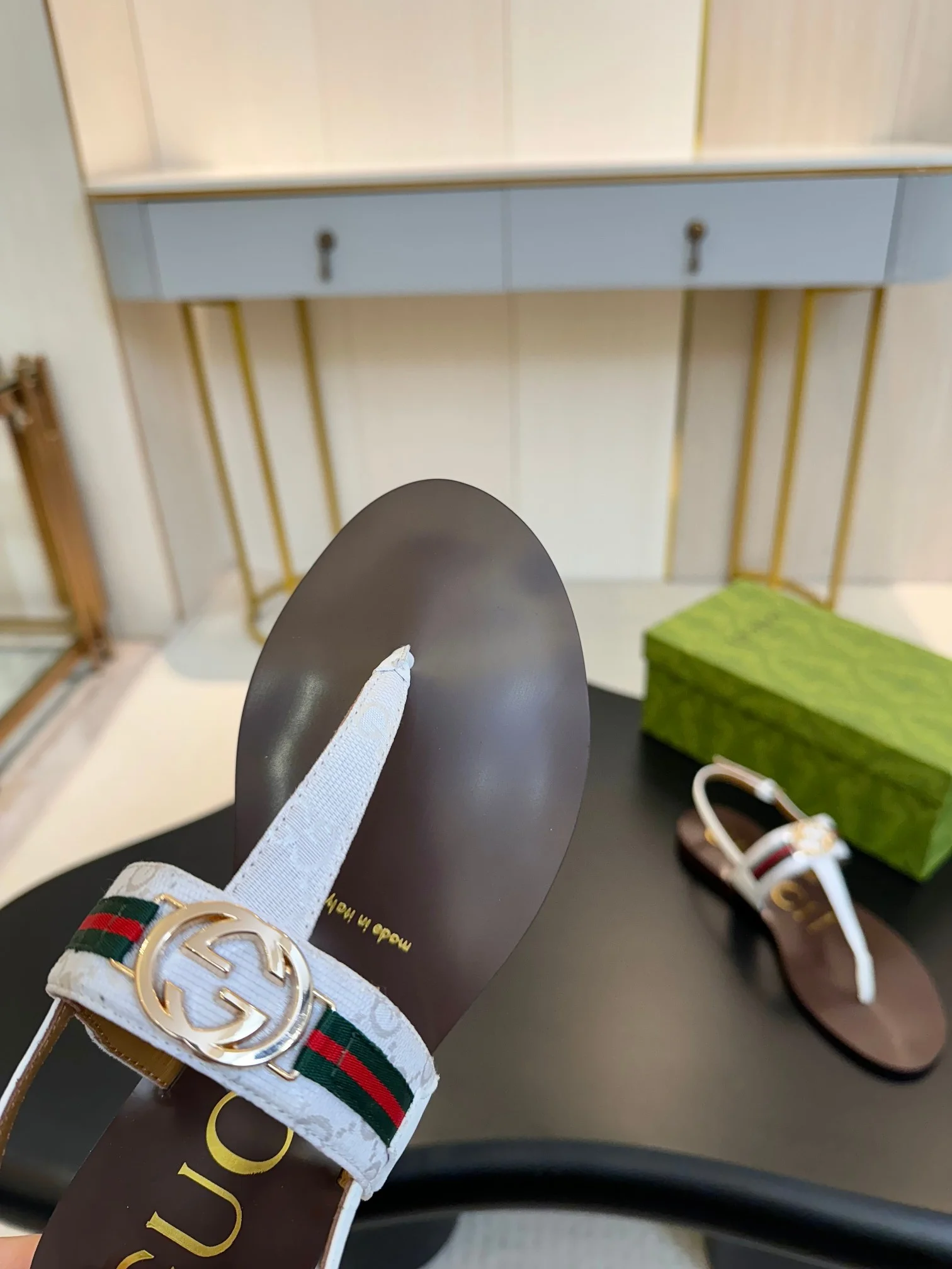 GUCCI Sandals Leather White-Brown EU35-42 A50202609110046 - Image 5