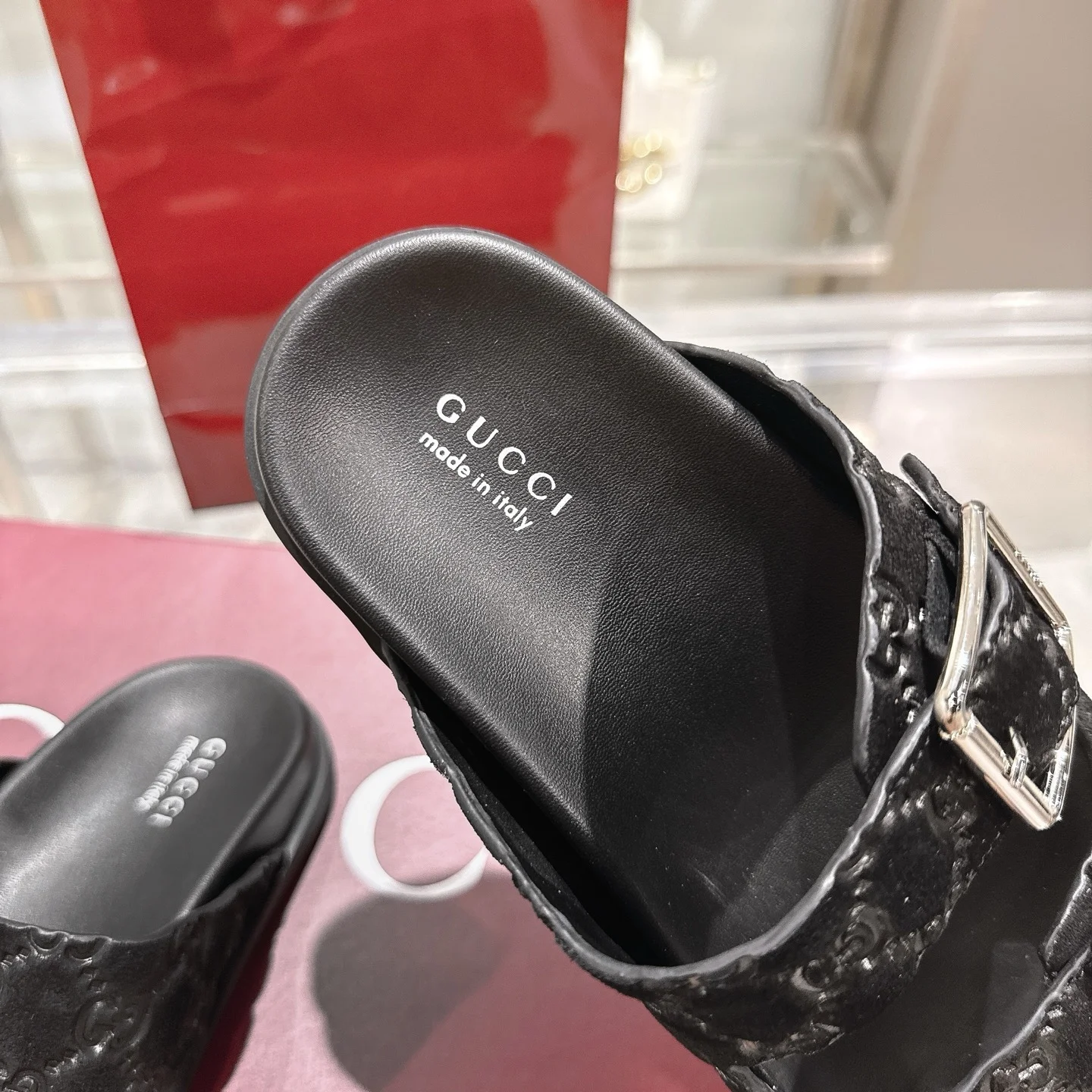 GUCCI Sandals Suede Leather Black-Silver EU36-47 A90202609111833 - Image 8