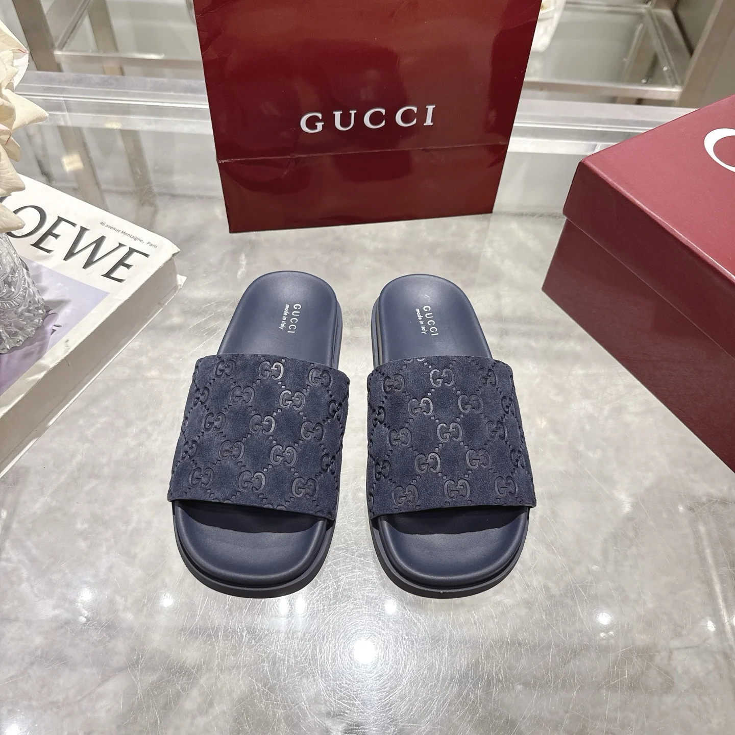 GUCCI Sandals Suede Leather Blue EU36-47 A70202609111829 - Image 2